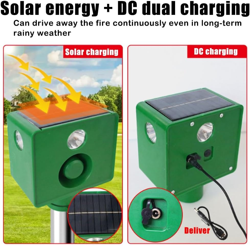 Beast Repellent Solar Warning Lights with Loud Volume,Solar Animal Repellent Alarm,Solars Lights Outdoor,Solars Security with Loud Volume for Orchard Farm Barn Yard(2 Spotlights) image number 4