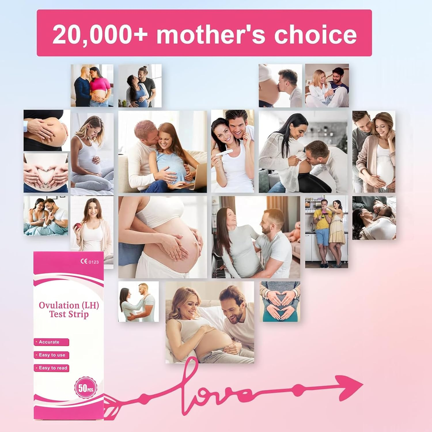 Ovulation Test Strips, 50 LH Ovulation Predictor Kit with 50 Collection Cups, over 99% Accurately Track Ovulation Test image number 6