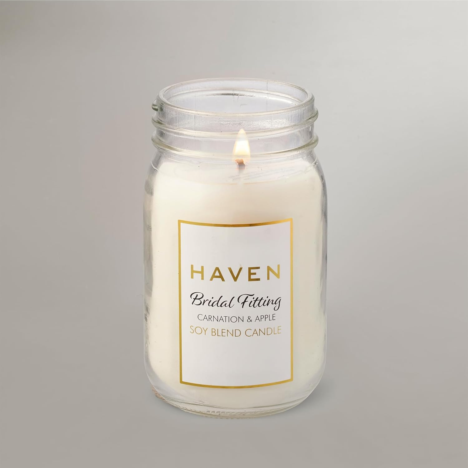 Haven Carnation & Apple Scented Candle - Natural, Non-Toxic Soy Wax Blend Candle in Glass Jar with White Lid - Aromatherapy Candle for Home Decor & Fragrance image number 2