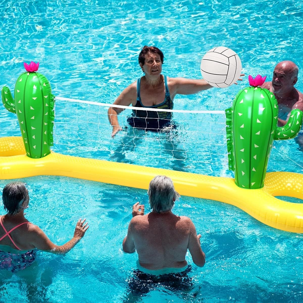 PVC Inflatable Volleyball Game Set Floating Hoop Game Cactus Floating Water Summer Fun Float Game Set Swimming Pool Summer Party300*70 * 100Cm image number 1