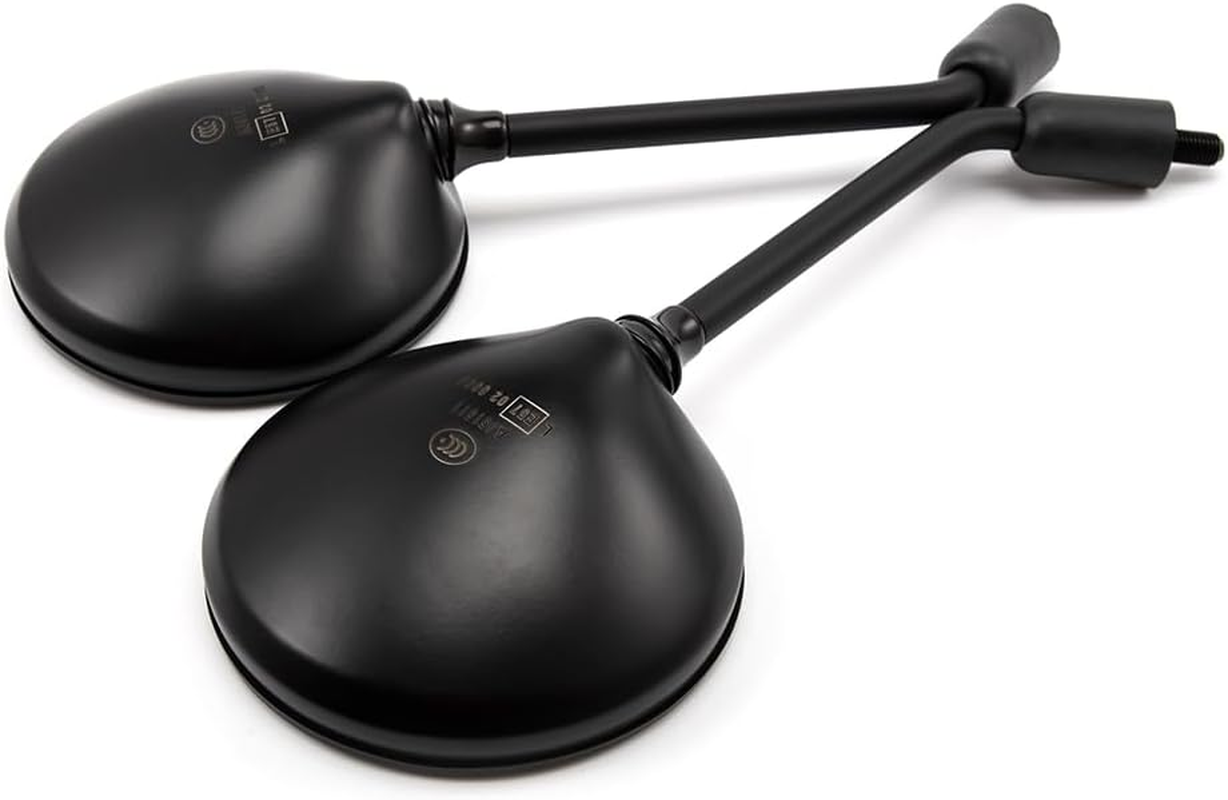 Motorcycle Rear View Mirror, Classic Retro round Handlebar Side Mirror with 8Mm 10Mm Screws and Metal Shafts for ATV Scooter Dirt Bike Cruiser image number 3