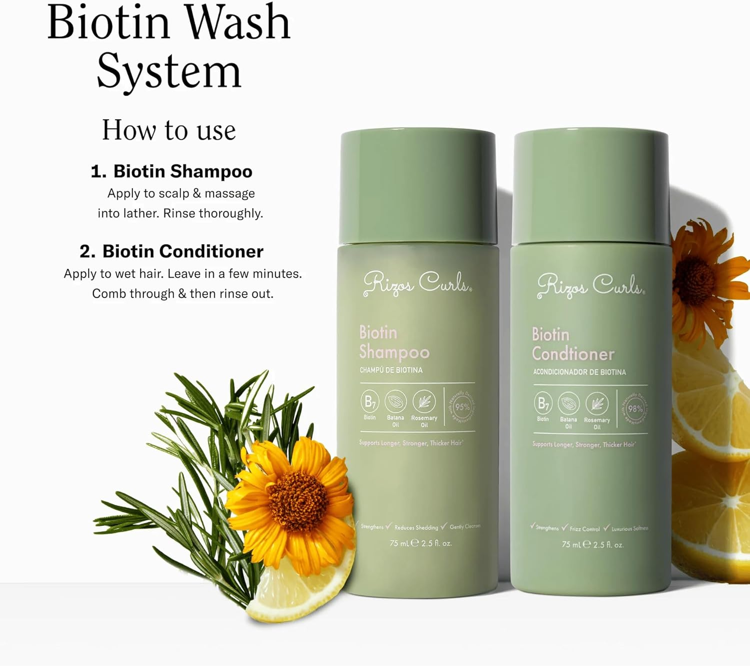 Rizos Curls Travel Biotin Wash Bundle image number 1