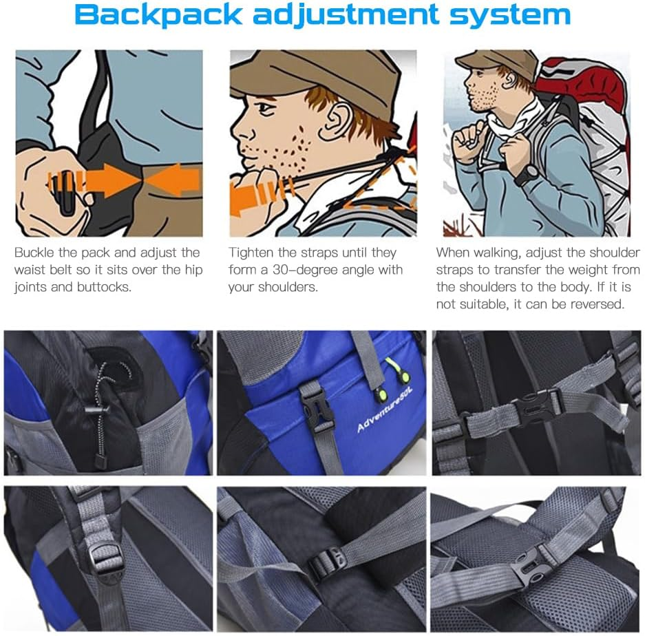 CIADAZ 50L Hiking Backpack Water-Resistant Camping Backpack Bag Daypack for Backpacking Traveling Trekking Climbing image number 3