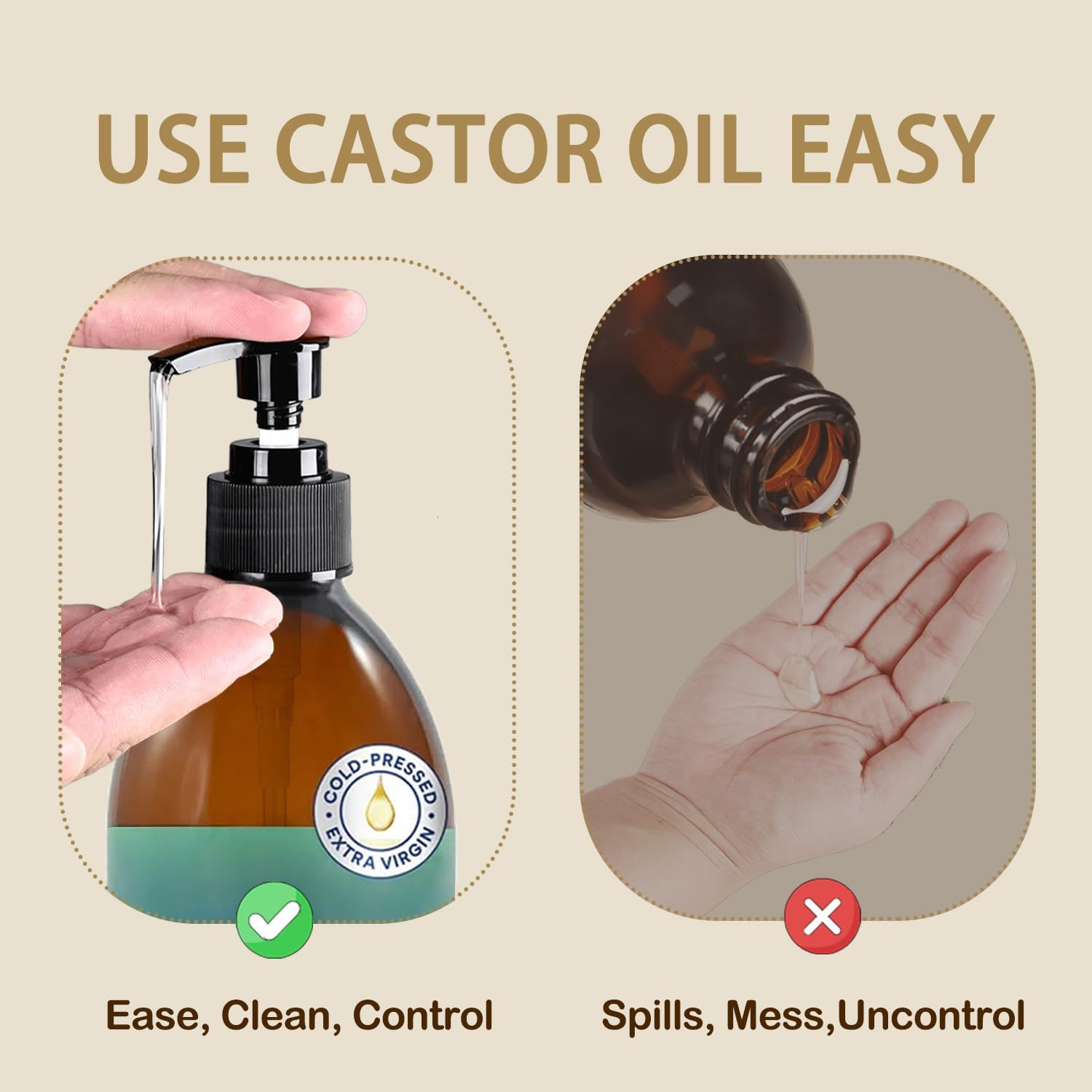 Oxyooh 2 Pack Pump Dispenser Compatible with Queen of Thrones & Heritage Castor Oil & Rejuvenaturals, Plastic Precision Pump for 16Oz Bottle, Queen Dispenser with Empty Mascara Tube (Oil Not Included image number 4