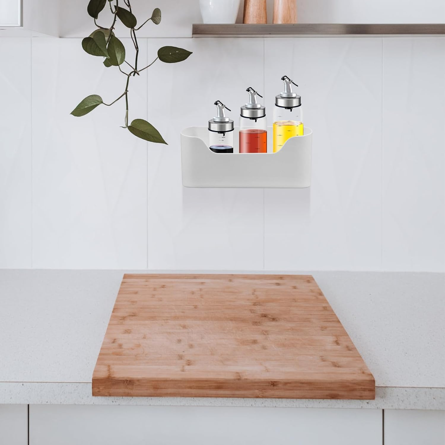 Alipis 2 Pcs Kitchen Cabinet Door Organizer Adhesive Mount inside Cabinet Door Storage under Sink Door Storage Shelf for Kitchen Bathroom Office Garage Craft Room image number 5