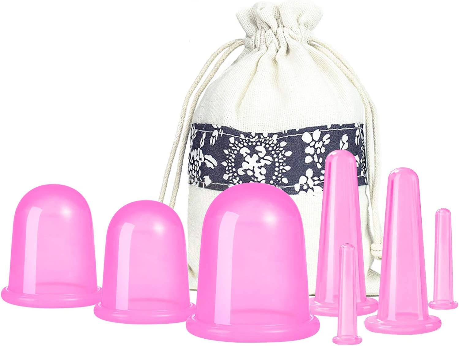 Cupping Therapy Sets 7Pcs Silicone anti Cellulite Cup Vacuum Suction Massage Cups Facial Cupping Sets Body and Face Massager for Adults Home Use (Pink) image number 4