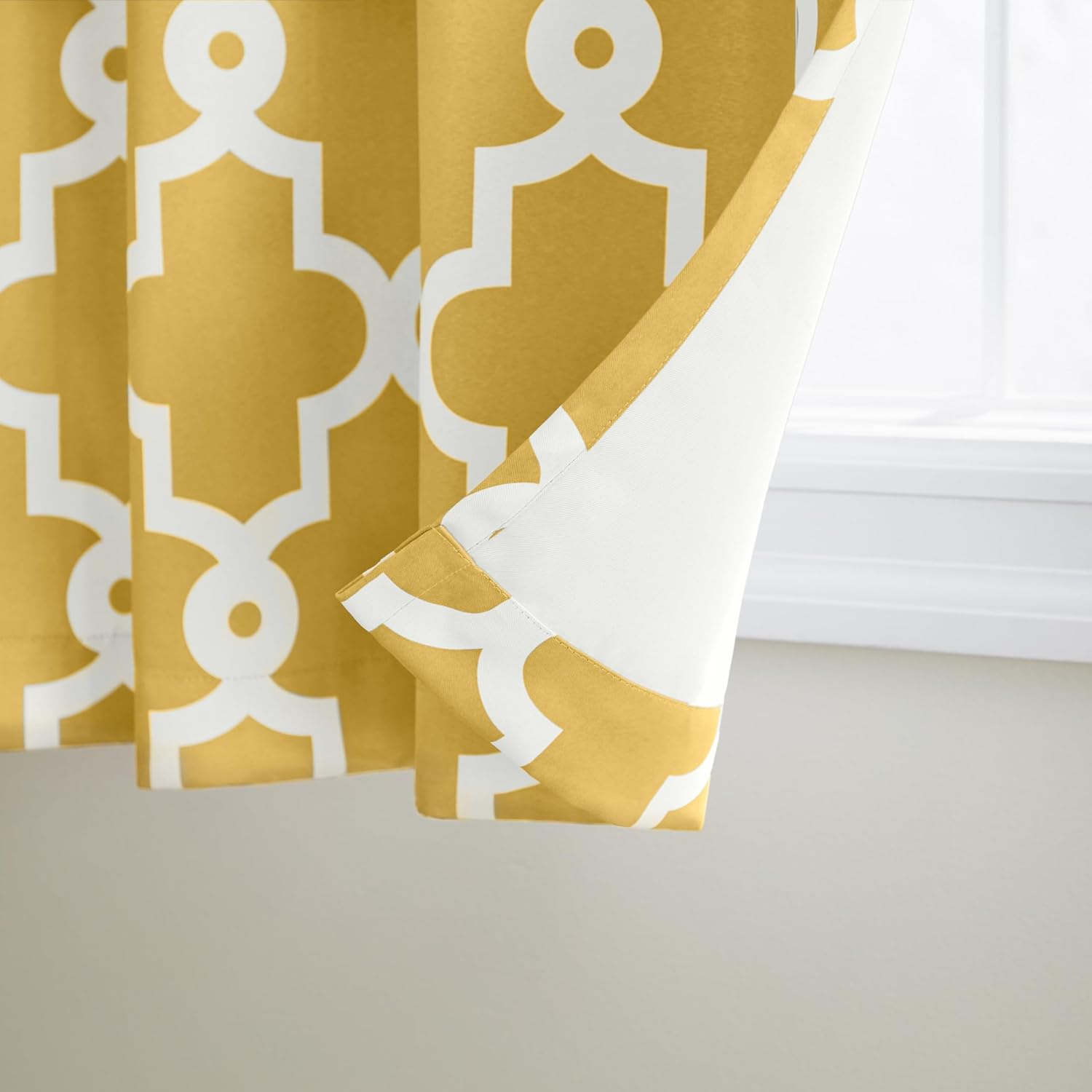 Exclusive Home Ironwork Sateen Woven Room Darkening Blackout Grommet Top Curtain Panel Pair, 52"X84", Sundress Yellow image number 2