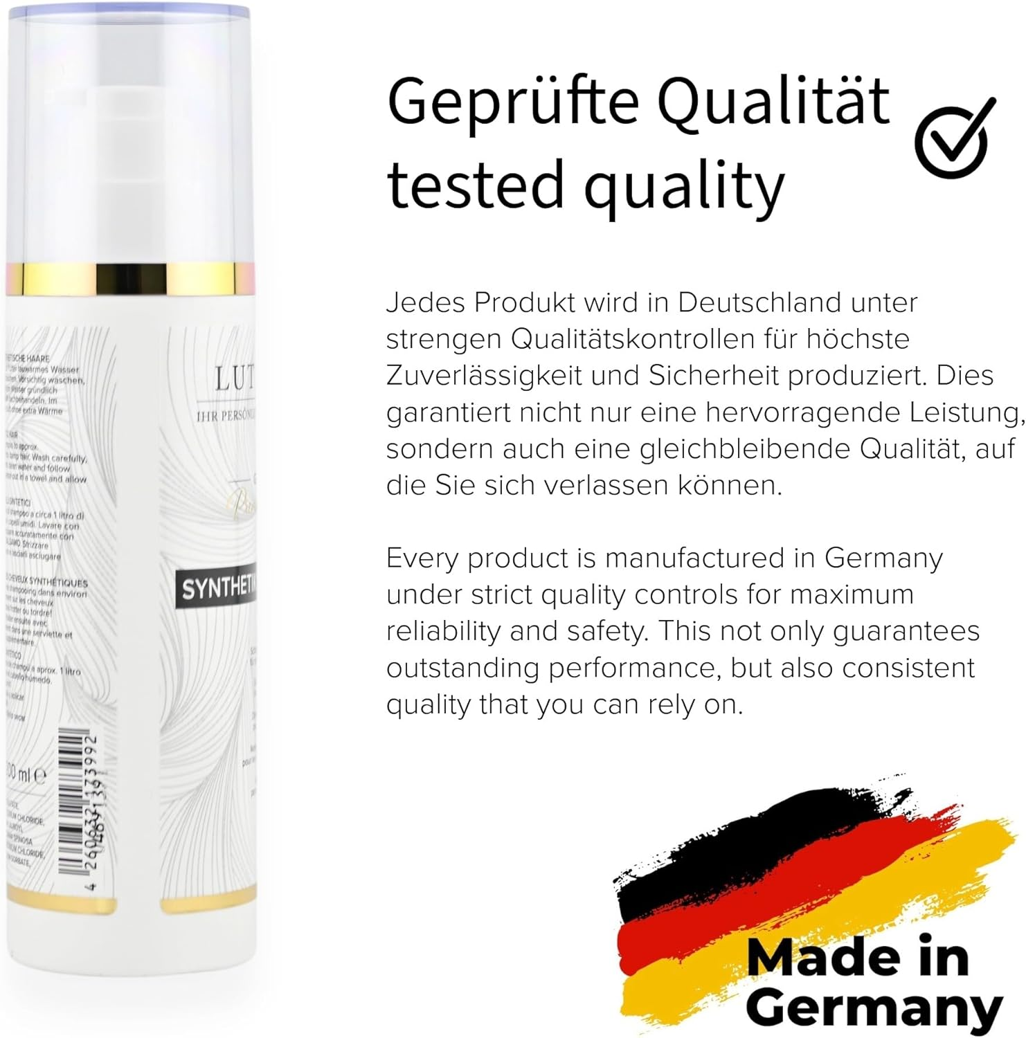 LUTTMANN&reg; Synthetic Hair Care Wigs Shampoo & Balm Care Set 200 Ml Each - Gentle Cleaning for Synthetic Hair - Especially for Hairpieces & Wigs image number 3