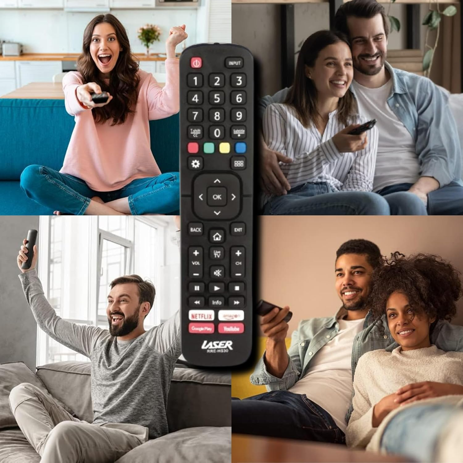 Laser Hisense TV Replacement Remote Control, No Setup Required, Lightweight Ergonomic Design, Easy to Use, Powered by 2 AAA Batteries, Compatible with Hisense Smart LED LCD Tvs image number 6