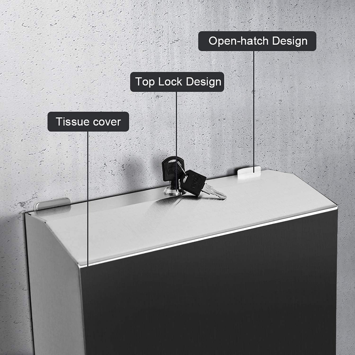 Gonioa Wall-Mounted Comercial Paper Towel Dispenser, Brushed Stainless Steel Bathroom Hand Towel Dispenser with Lock Design, Large Capacity 250 C-Fold 300 Multi-Fold Capacity image number 5