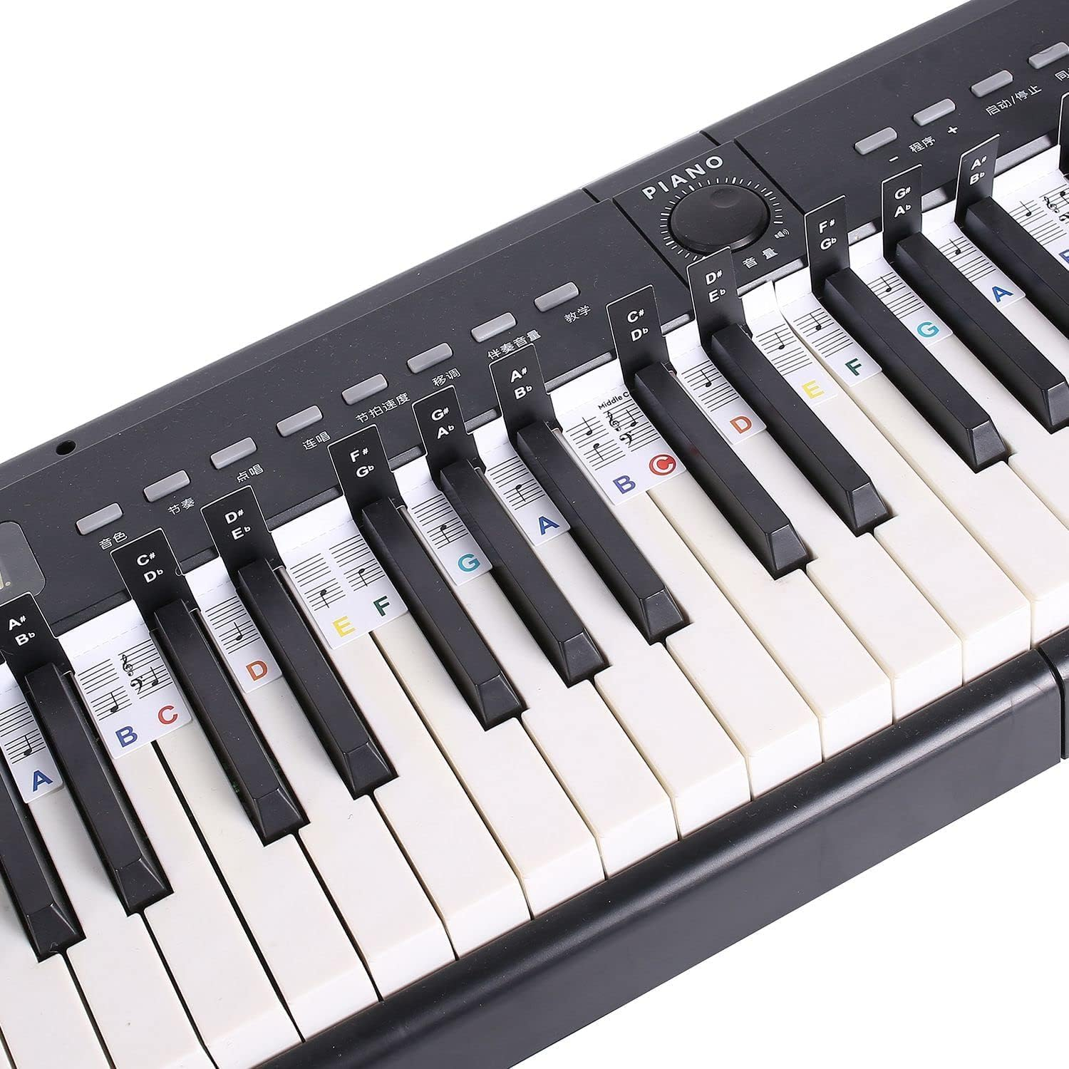 2 PCS 88 Keys Removable Piano Key Labels Piano Keyboard Stickers Piano Notes Marker for Beginners Students Black+White image number 1