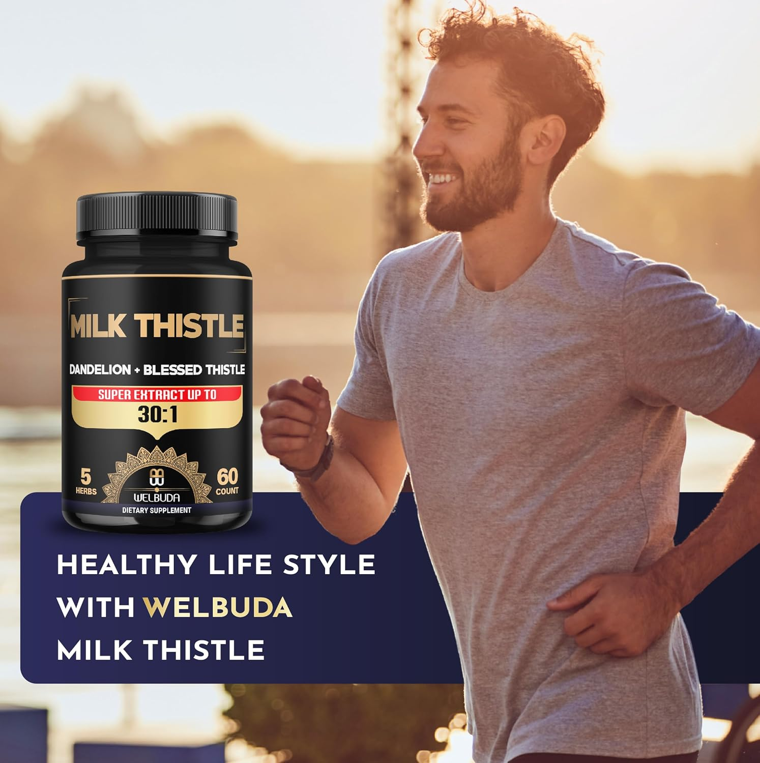 Milk Thistle Capsules - 5In1 Combined with Dandelion Root, Blessed Thistle, Artichoke, Chanca Piedra - 60 Vegan Caps image number 6