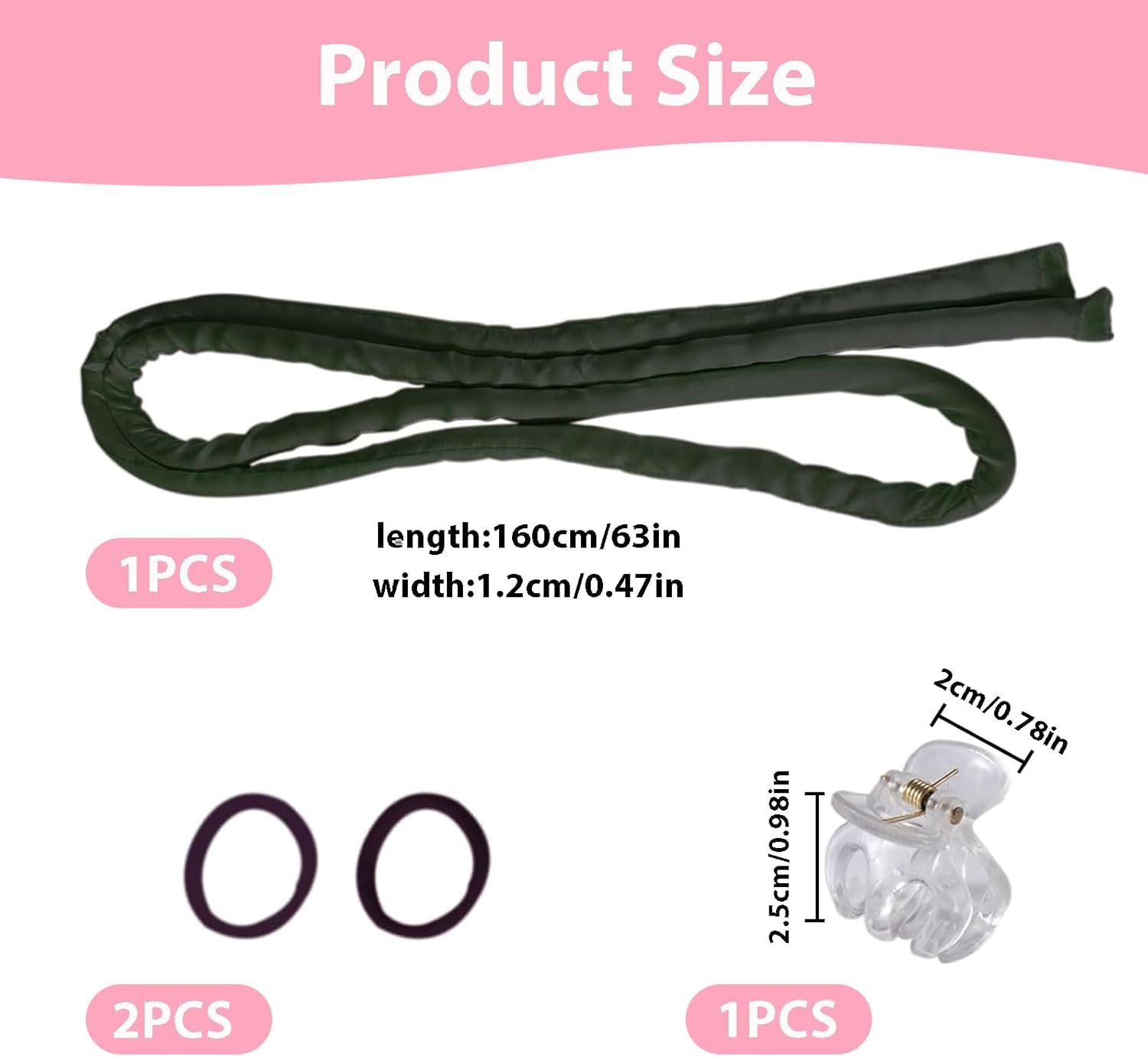 HARY Heat Free Curling Band + 2 Hair Loops + 1 Clip - Heated Satin Curling Headband for Volume & Waves | Heatless Curls for Long & Short Hair | Sleep Comfort (Black) image number 1