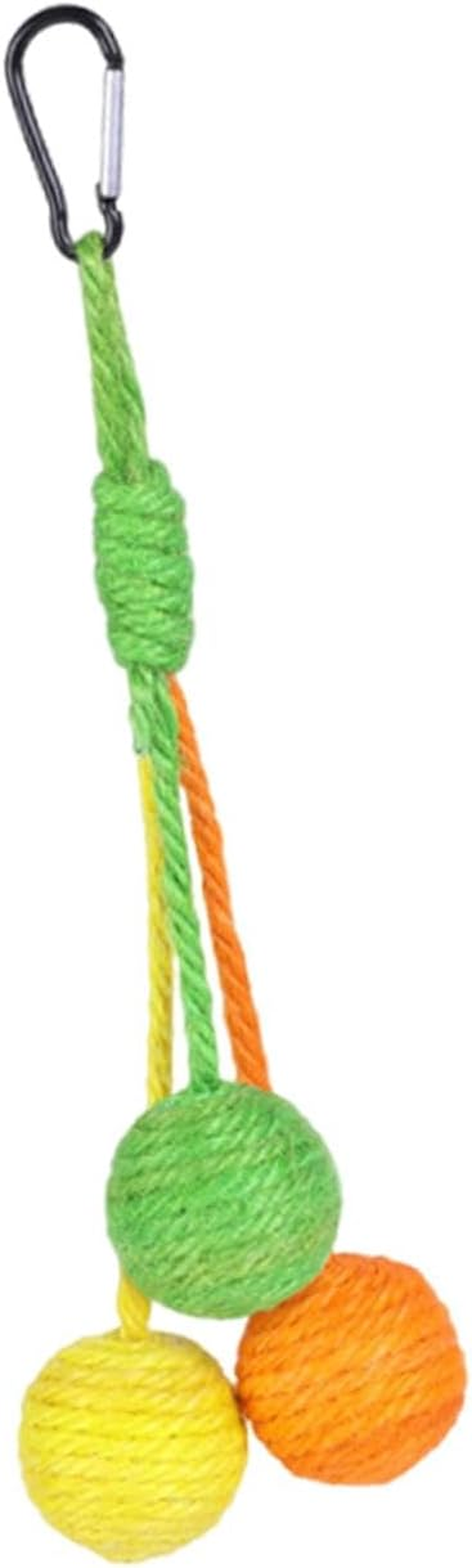 Yuksok Cat Toy Sisal Ball Scratching Ball Chew Self Play Bite Pet Supplies Eco Friendly 32Cm Length Hanging Cat Toy Long Rope Teaser, Yellow Orange Green image number 3