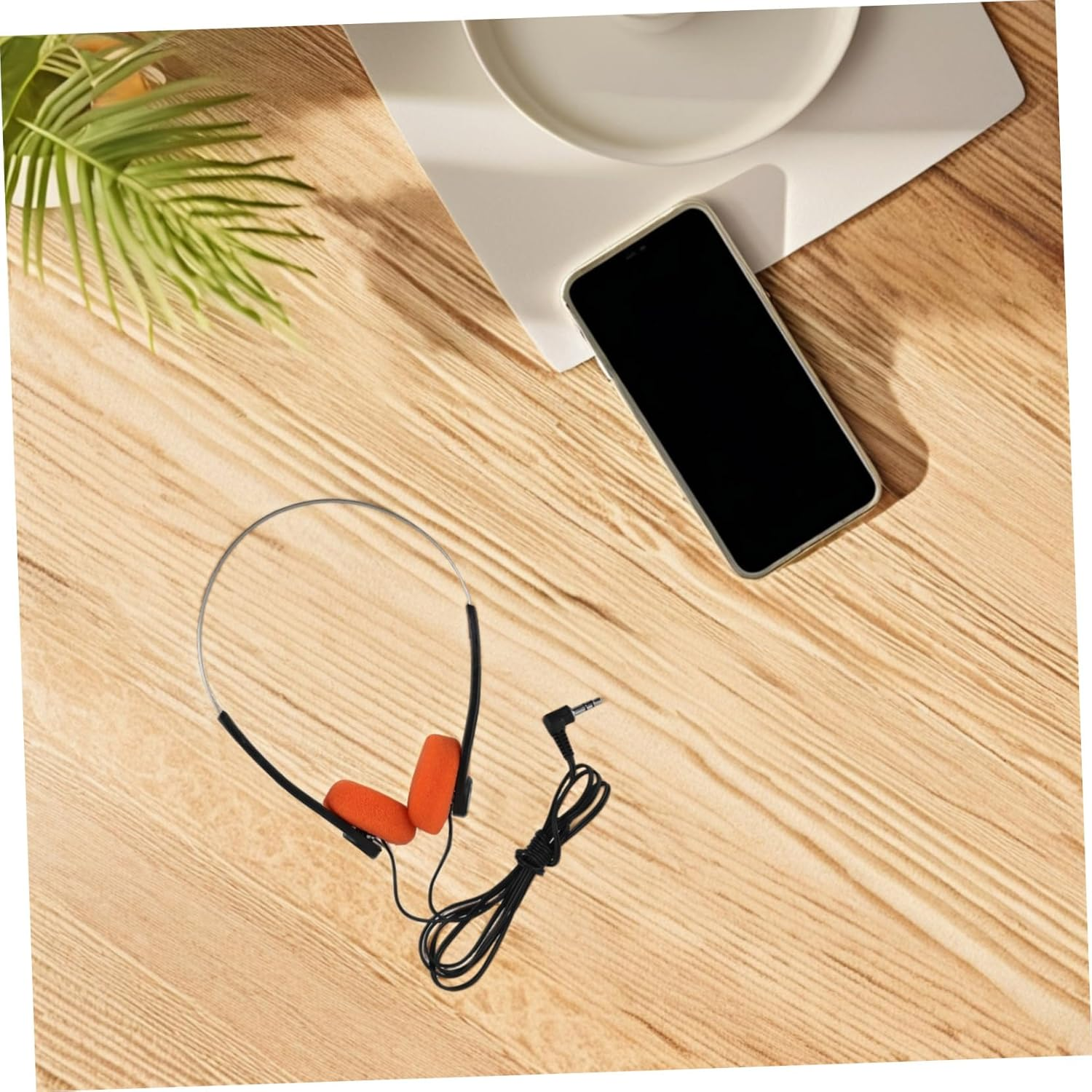 KOMBIUDA Adjustable Lightweight Retro Headphones for Students Small Ear Design Cushioned Ear Pads Comfortable Fit for Classroom and Library Use in Orange image number 4