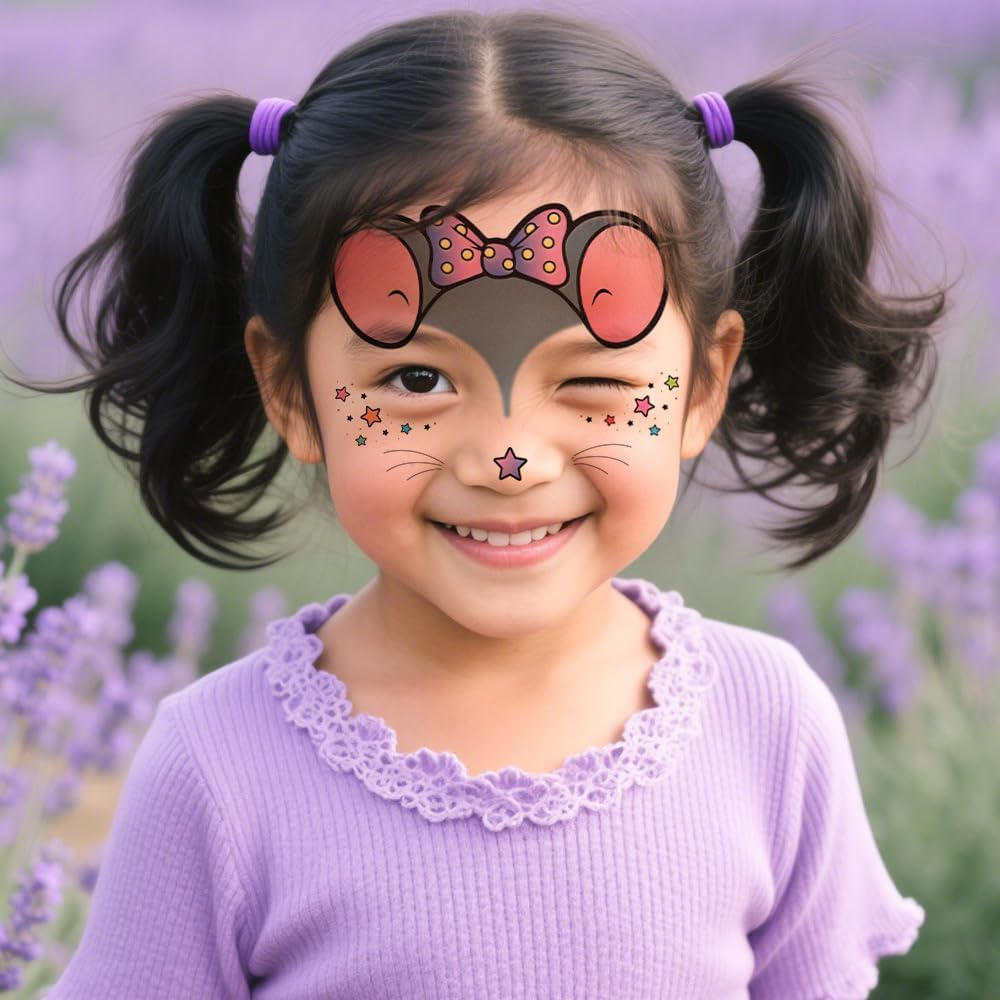 Shalve Animal Temporary Face Tattoos 15 Sheets Pack Partywind Glitter Waterproof Face Stickers for Face Painting Makeup Birthday Party Favors Supplies Goodie Bag Stuffers Cow Tiger Snake Rabbit Pig Shark image number 5