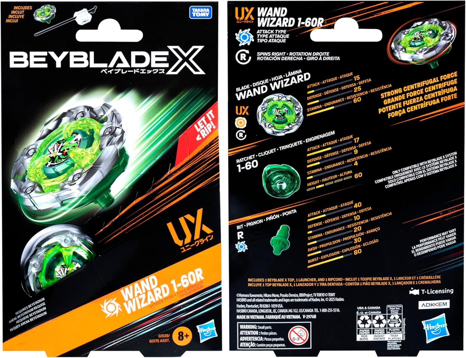 Beyblade X Wand Wizard 1-60R UX Starter Pack Set with Attack Type Top and Launcher; Authentic Takara Tomy Battle Tops Games/Toys for Boys and Girls 8+ image number 5