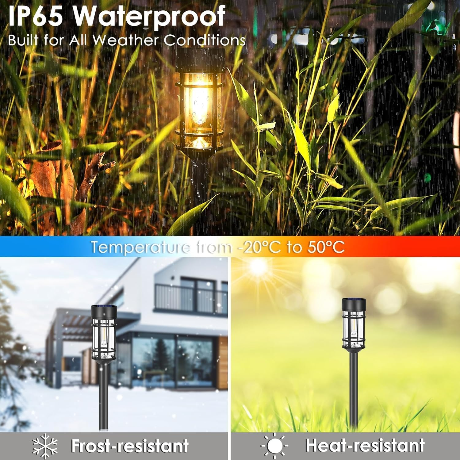 [4PK] Litogo Solar Pathway Lights Outdoor, Solar Outdoor Lights IP 65 Waterproof Decorative Solar Garden Lights, Updated LED Tungsten Filament Bulb Solar Landscape Lights for Yard, Walkway, Driveway image number 4