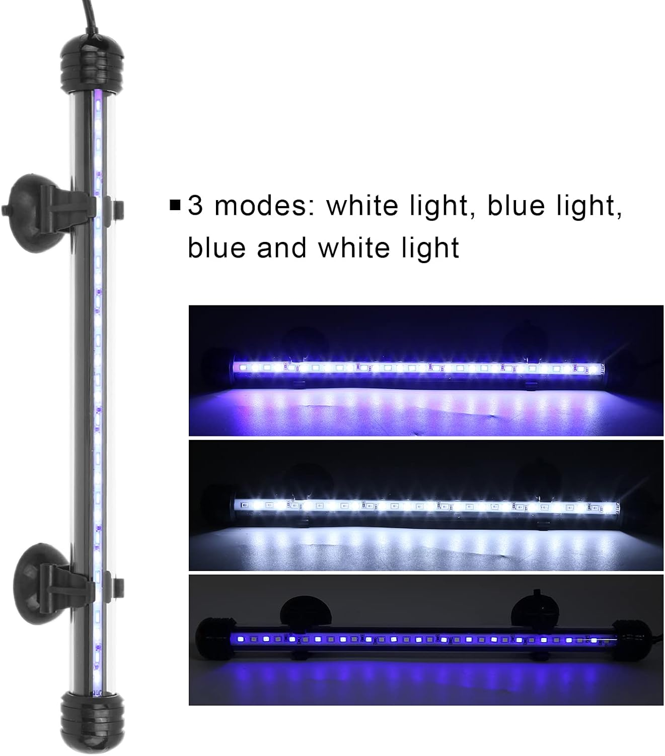Aquarium LED Light, Transparent Aquarium Light with 3 Light Modes Dimmable Aquarium Light for Aquarium for Fish Tank(28Cm) image number 6