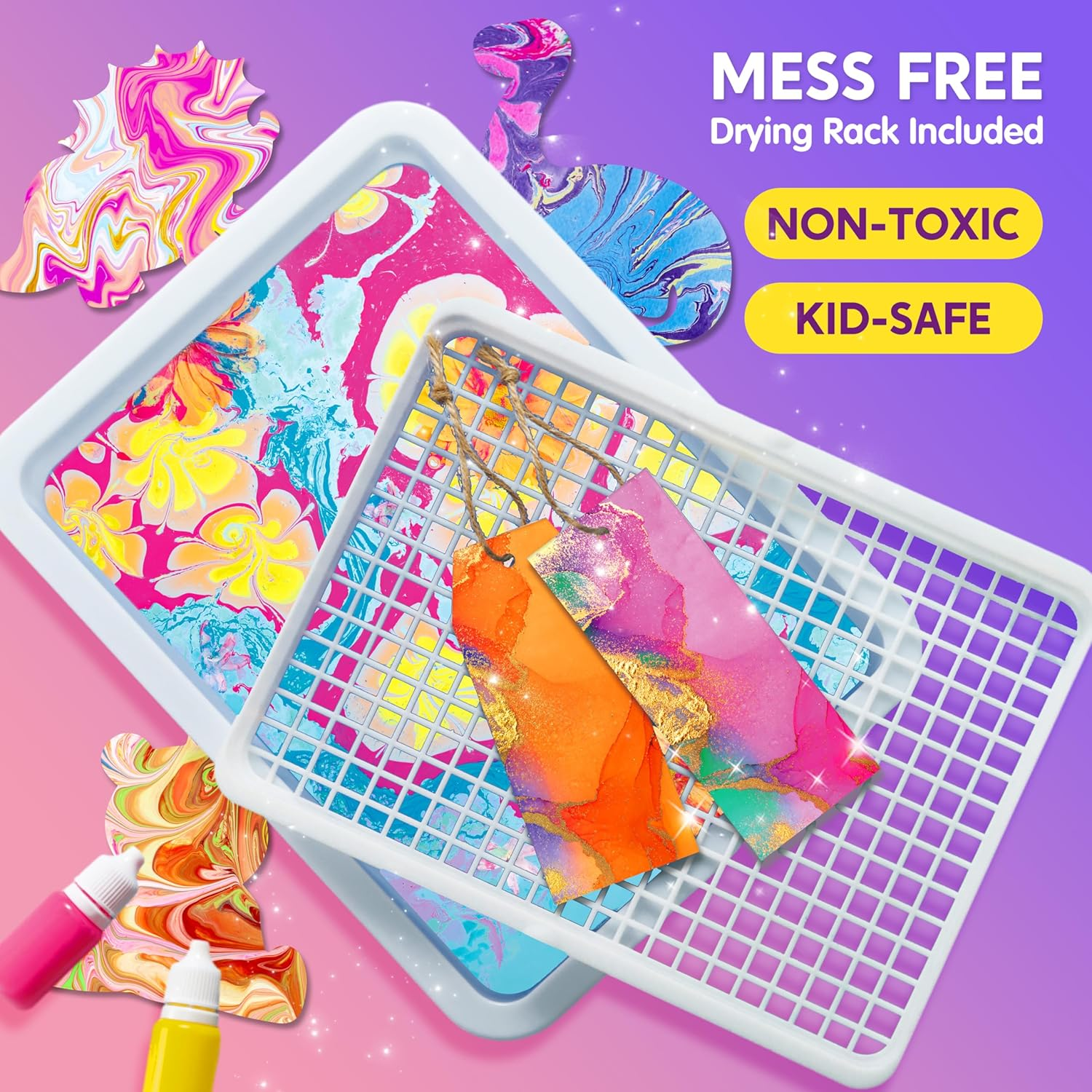 Water Marbling Paint for Kids 10-12 Years, Magic Marbling Paint Art for Girls, Marbling Paint Kit for Boys, Craft Sets for Activities, Birthday Gift image number 2