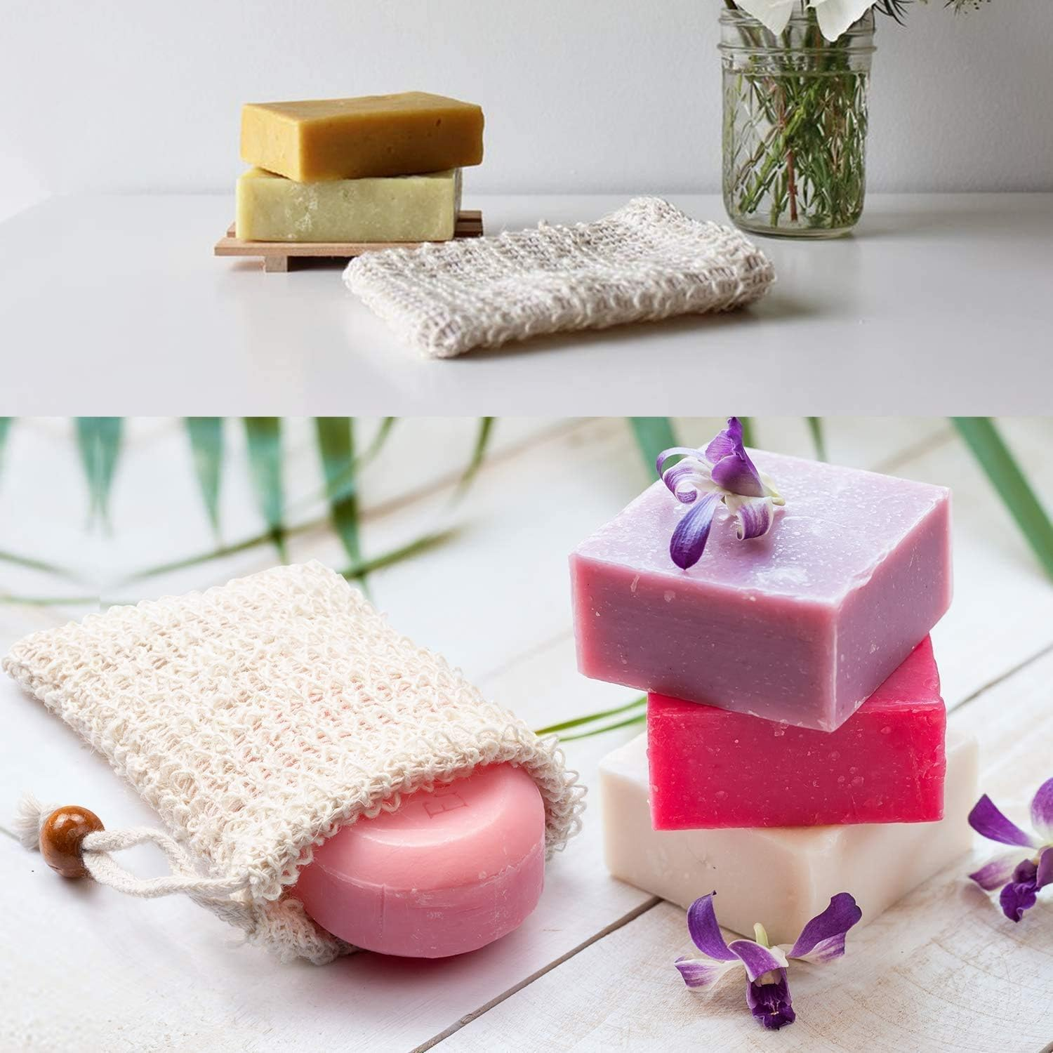 LATERN Sisal Soap Bags 10 Pack Natural Soap Bags with Drawstring Soap Saver Pouch for Foaming, Drying Soaps, Exfoliatio, Massage image number 6