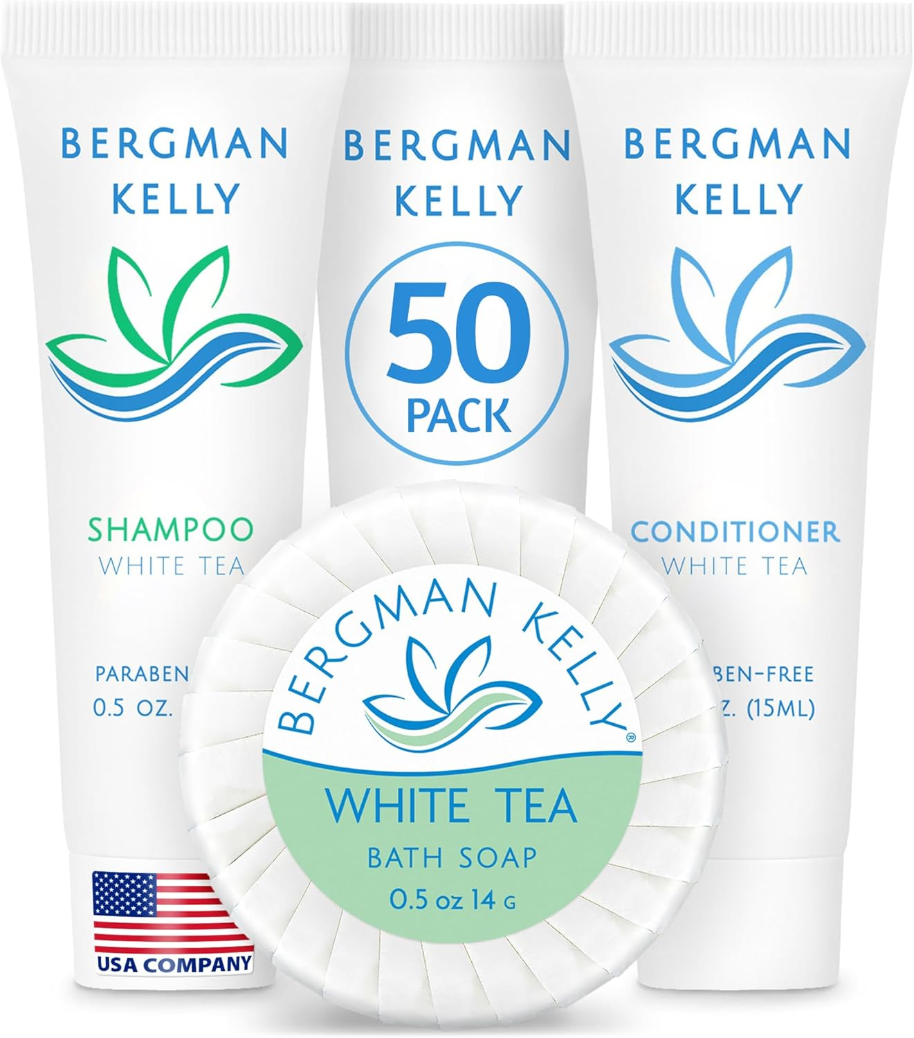 BERGMAN KELLY round Sanitary Soap Bars, Shampoo & Conditioner 3-Piece Set (0.5 Oz Each, 150 Pc, White Tea), Delight Your Guests with Revitalizing & Refreshing Bulk Travel Toiletries & Hotel Amenities image number 6