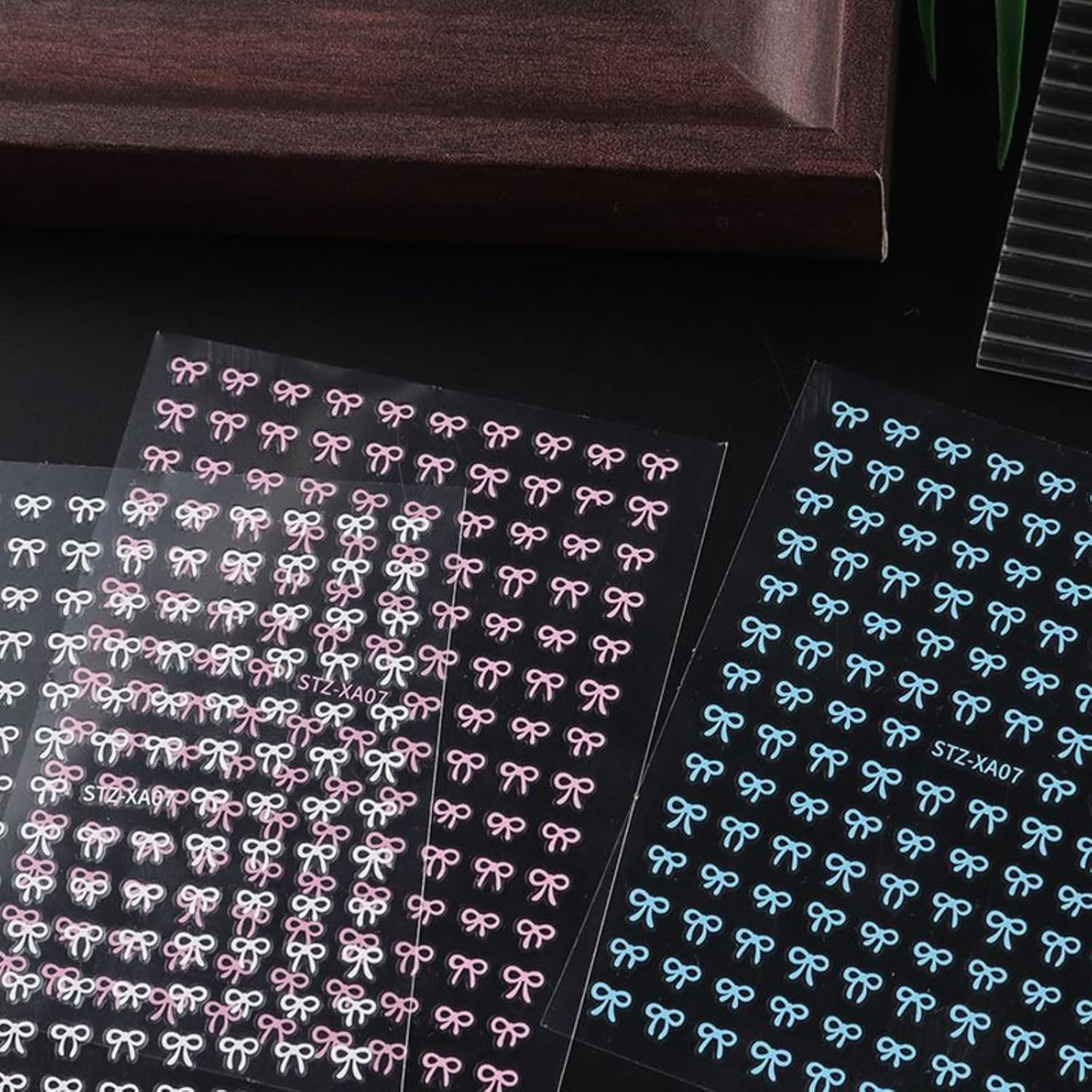 6 Sheets Bow Shaped Design Nail Art Stickers 3D Self-Adhesive Designer Nail Decals Colorful Cute Kawaii Bow Style Nail Decoration DIY Manicure Tips for Women Girls (3 Mixed Colors) image number 5