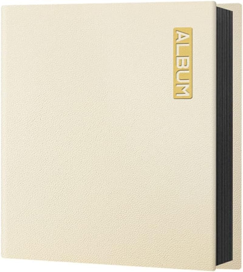 Leather PU Photo Album A4 Self-Adhesive Sticky Type Craft Film Protection Scrapbook White Card Book Birthday Gift Travel, Brown/Black Card