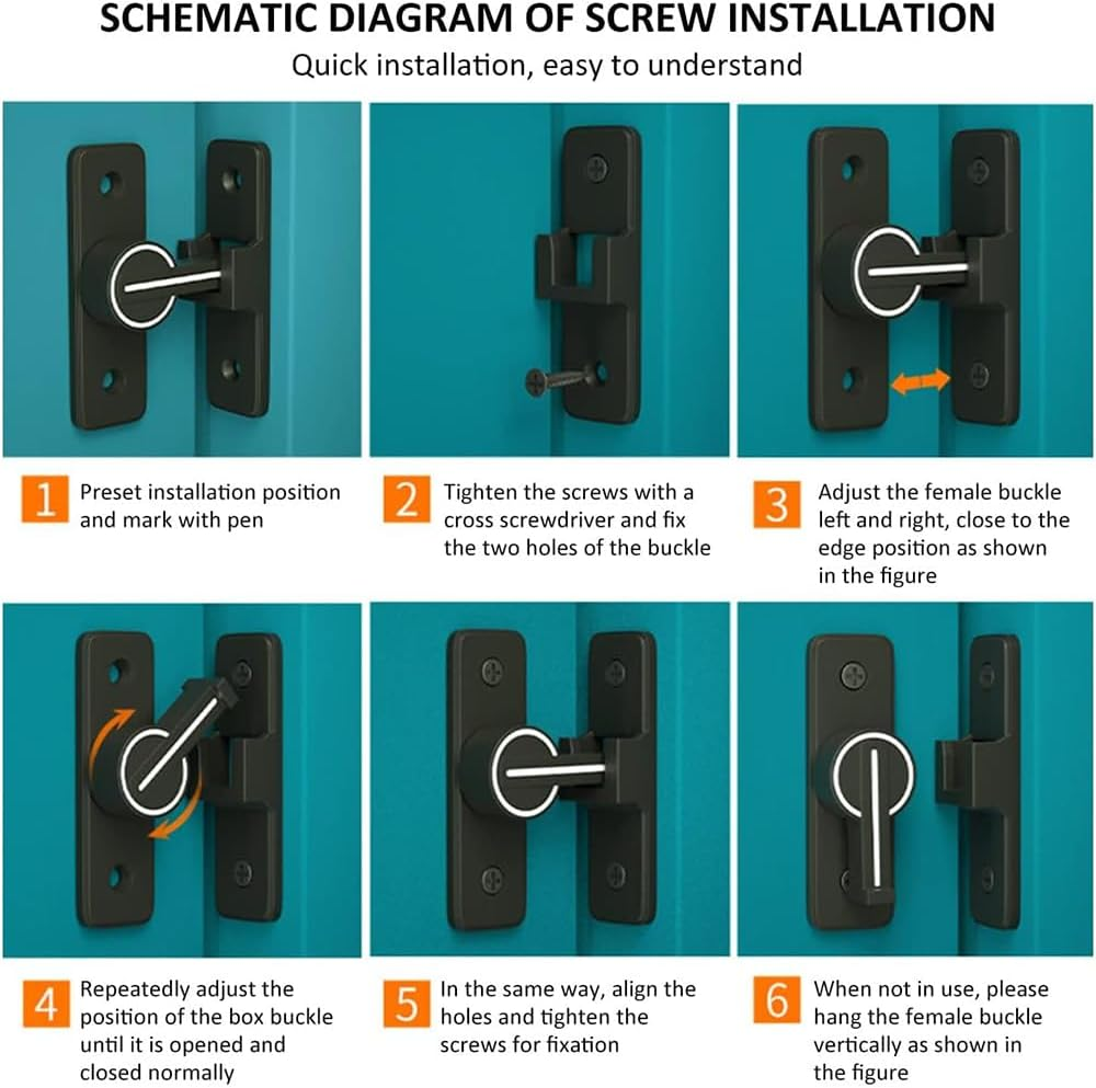 Barn Door Lock Hardware, 90 Degree Gate Latches Flip Latch Safety Door Bolt Latch Lock, Luminous Barn Sliding Door Latch Lock Suitable for Garden, Bathroom, Outdoor, Garage, Window image number 1