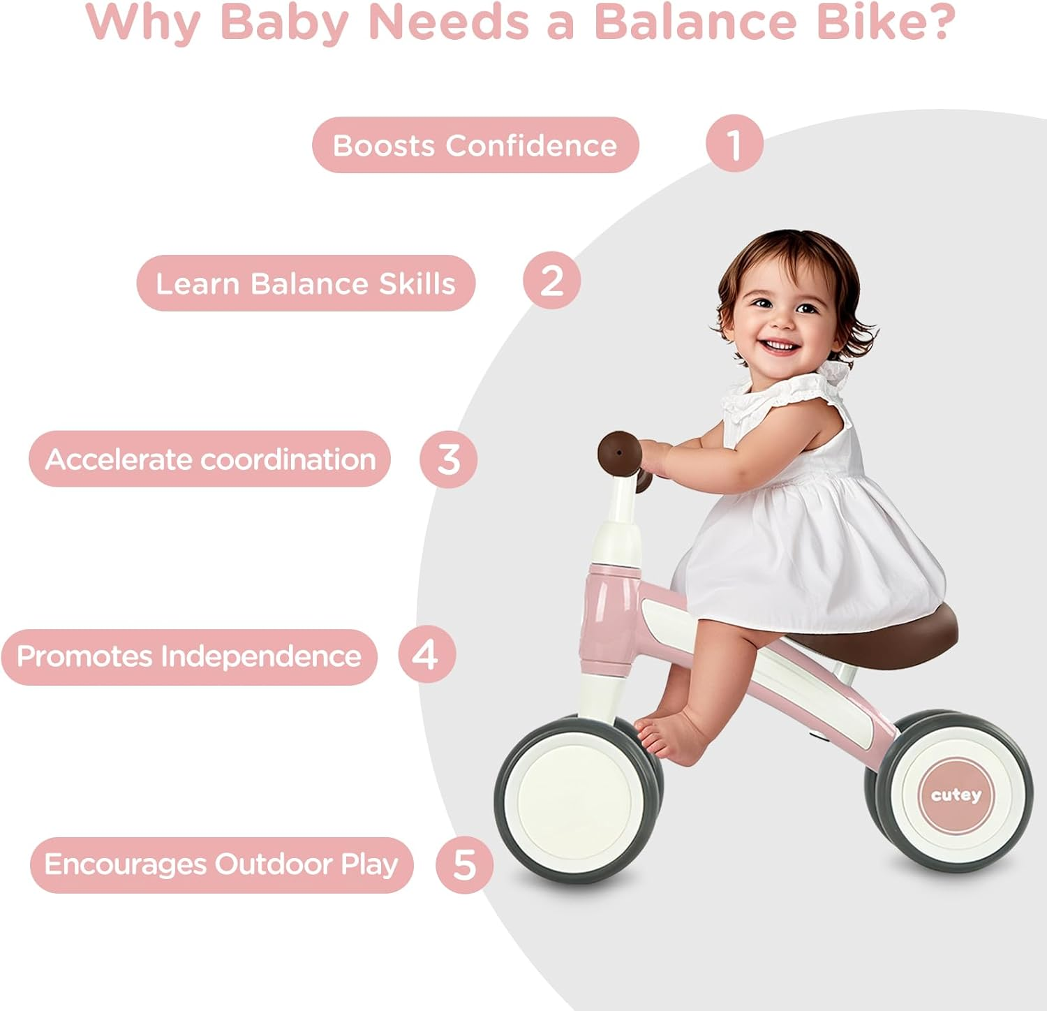 Baby Walker Balance Bike Ages 10-36 Month Kids' Balance Bikes for 1 Year Old Boys & Girls Pre-School First Bike with 4 Wheels No Pedal Riding Toddler Toys 2 Year Old Birthday Gifts - Green image number 4