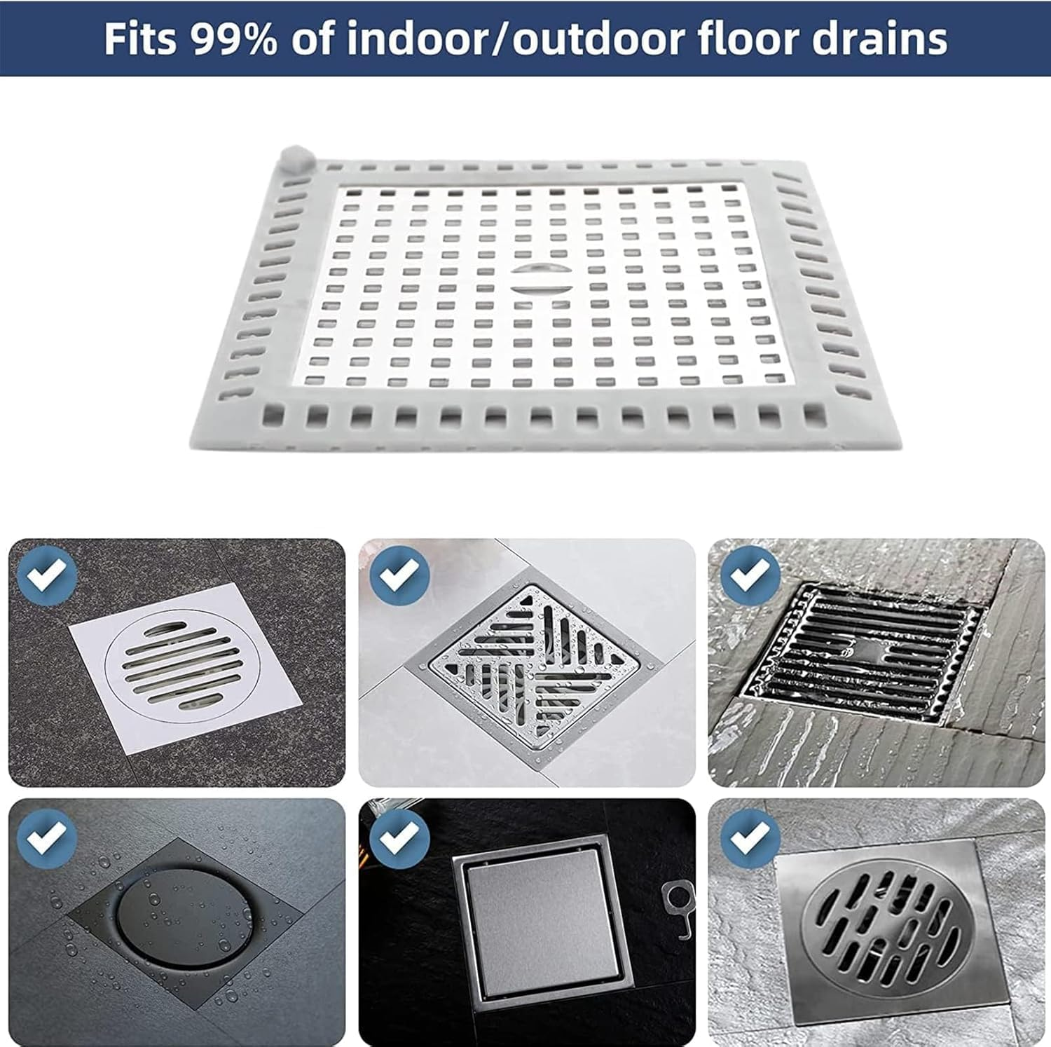 Pacum Shower Drain Hair Catcher, Shower Drain Cover 12 X 12 Cm Shower Strainer Shower Stall Protector Stainless Steel and Silicone for Bathroom, Bathtub, Shower Drain, Kitchen Sink image number 4