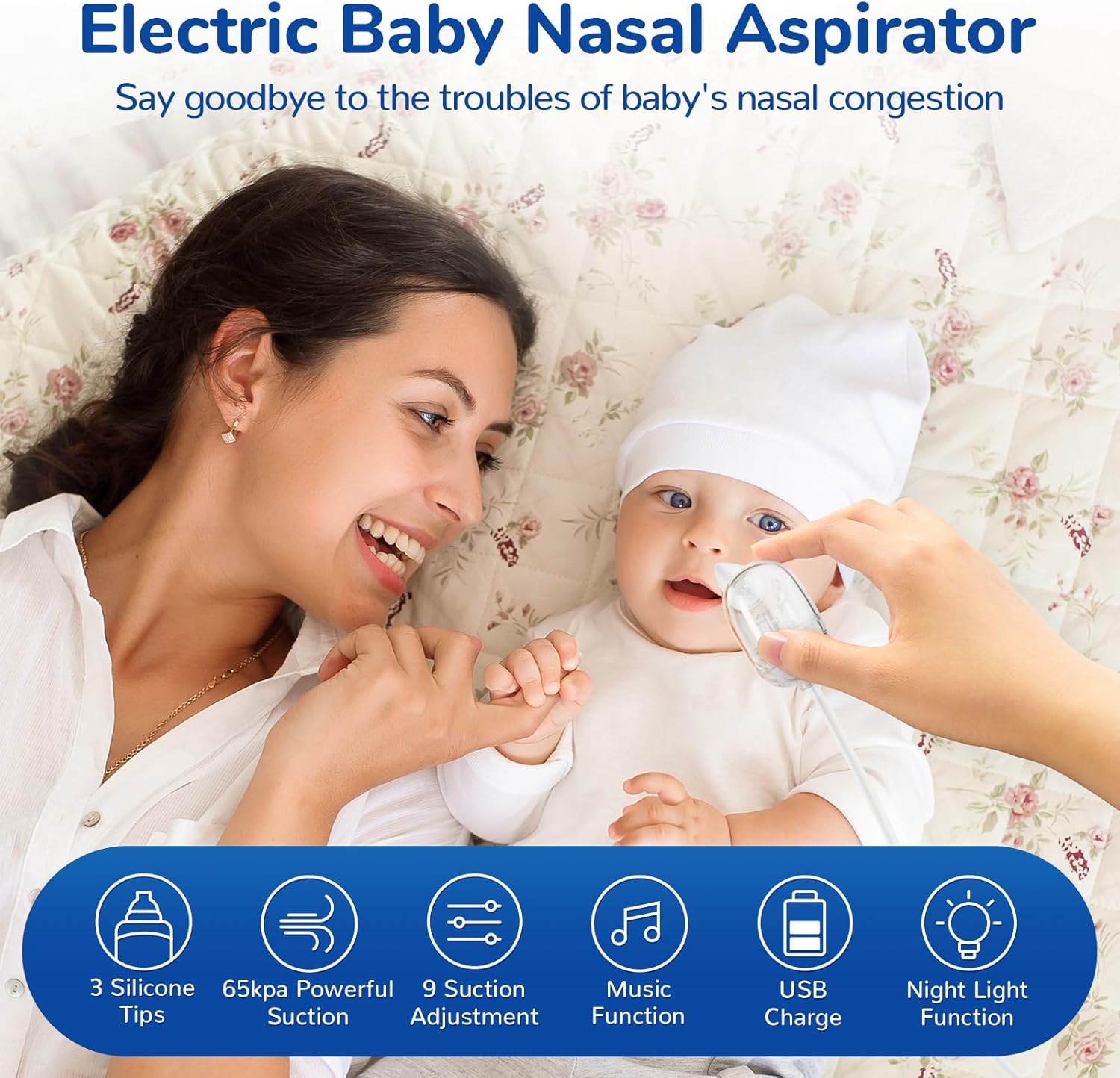 IUZUO Nasal Aspirator for Toddler, Electric Nose Aspirator for Baby, Baby Nose Sucker, Electric Nose Suction with Night Light and Music, LED Display image number 5