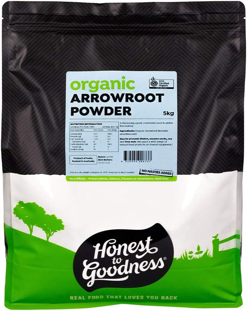 Honest to Goodness Organic Arrowroot Powder, 5Kg - Neutral Tasting and Easily Digested! Extracted from the Fibrous Component of the Root, Ensuring Purity and Quality. image number 2