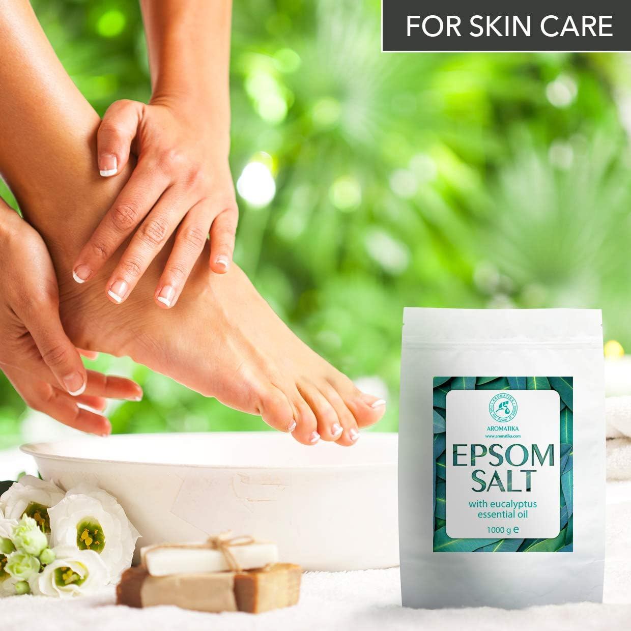 Epsom Bath Salt Eucalyptus 1Kg with Eucalyptus Essential Oil - 100% Pure Epsom Salts - Magnesium Sulphate Crystals & Eucalyptus for Sore Muscles Soothing - Skin Care - Muscle Relaxation - Good Sleep image number 5