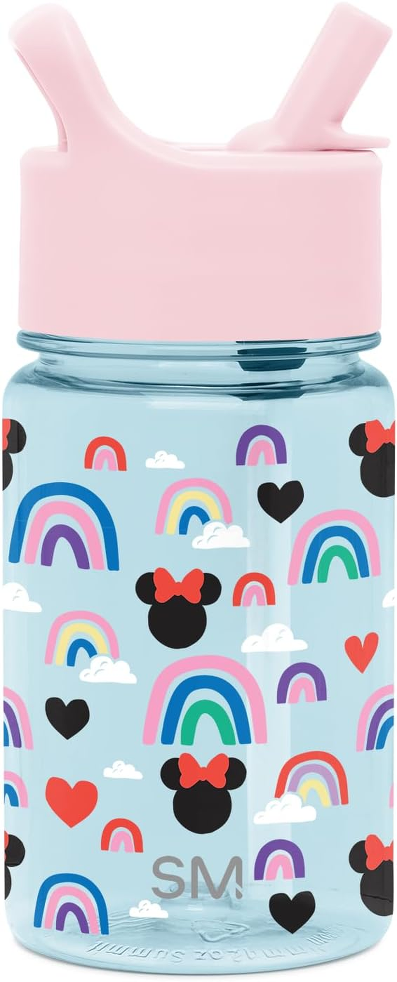 Simple Modern Disney 12Oz Summit Kids Tritan Water Bottle with Straw Lid for Toddler - Dishwasher Safe Travel Tumbler - Disney: Minnie Rainbows