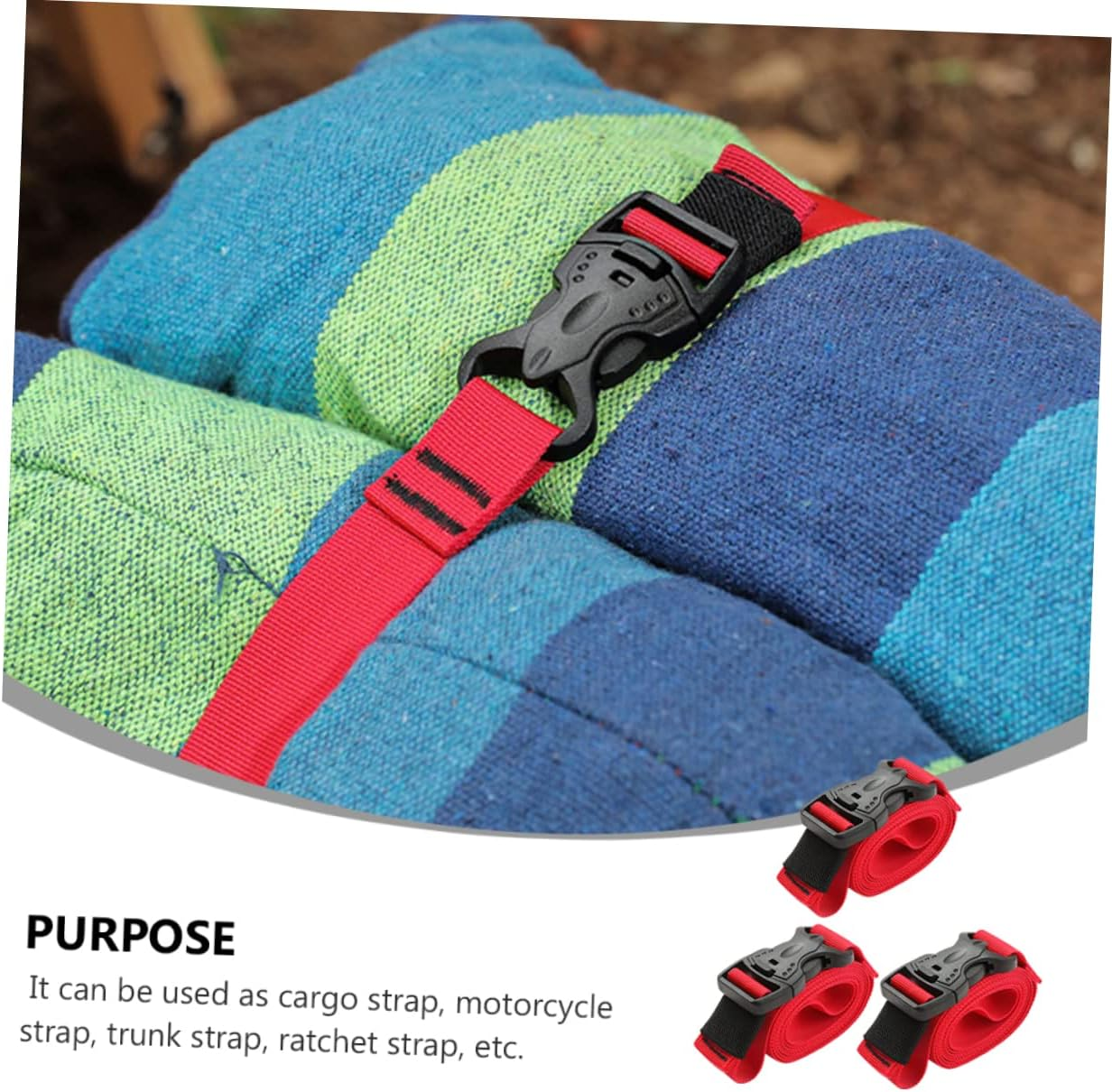 AUTSUPPL 3Pcs Multifunctional Binding Belt Stretchable Strap Quick-Release Ratchet Straps for Luggage Cargo image number 4