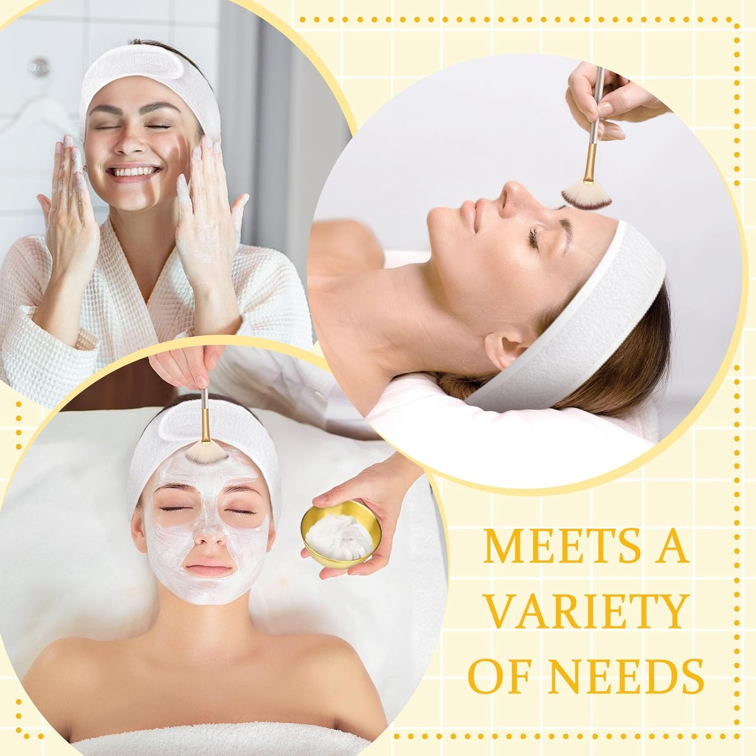 13 Pieces Esthetician Supplies Set, Cosmetic Fan Brush for Facial with Headband, Mixing Bowls, Makeup Spatula & Clear Zippered Cosmetic Bag, Skincare Applicator Tool for Home Salon Use image number 2