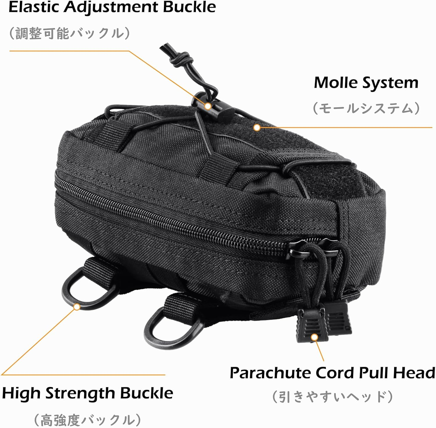 TRIWONDER Molle Pouches Tactical Admin EDC Gear Utility Pouch Waist Bags for Small Tool Horizontal Modular Organization - 01 Black image number 2