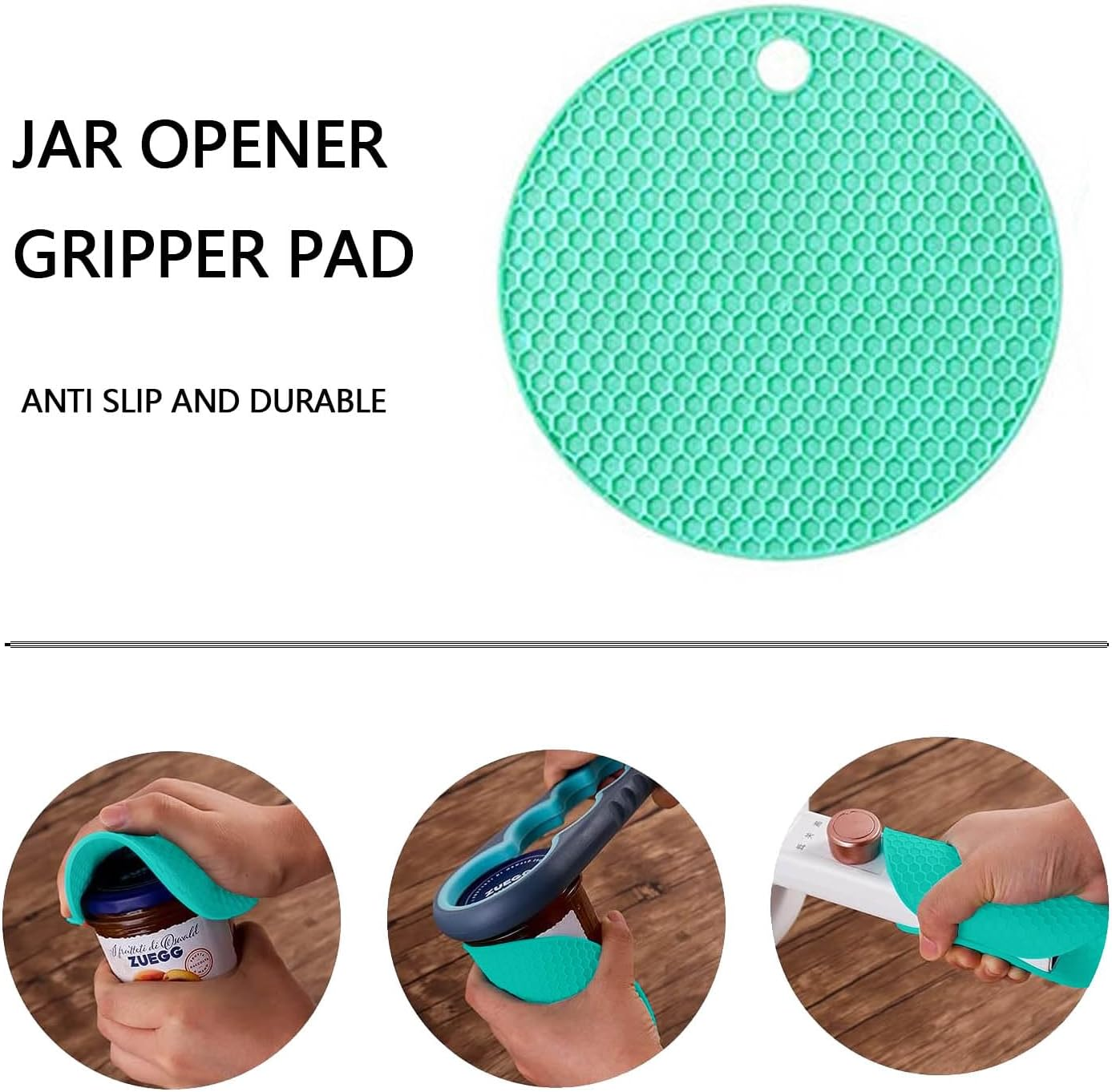 Kuskins Jar Opener Kit for Seniors with Arthritis - Non Slip Silicone Bottle & Can Opener, Ergonomic Gripper for Stubborn Lids, Arthritis Friendly Kitchen Tools for Weak Hands & Elderly (Set of 4) image number 5