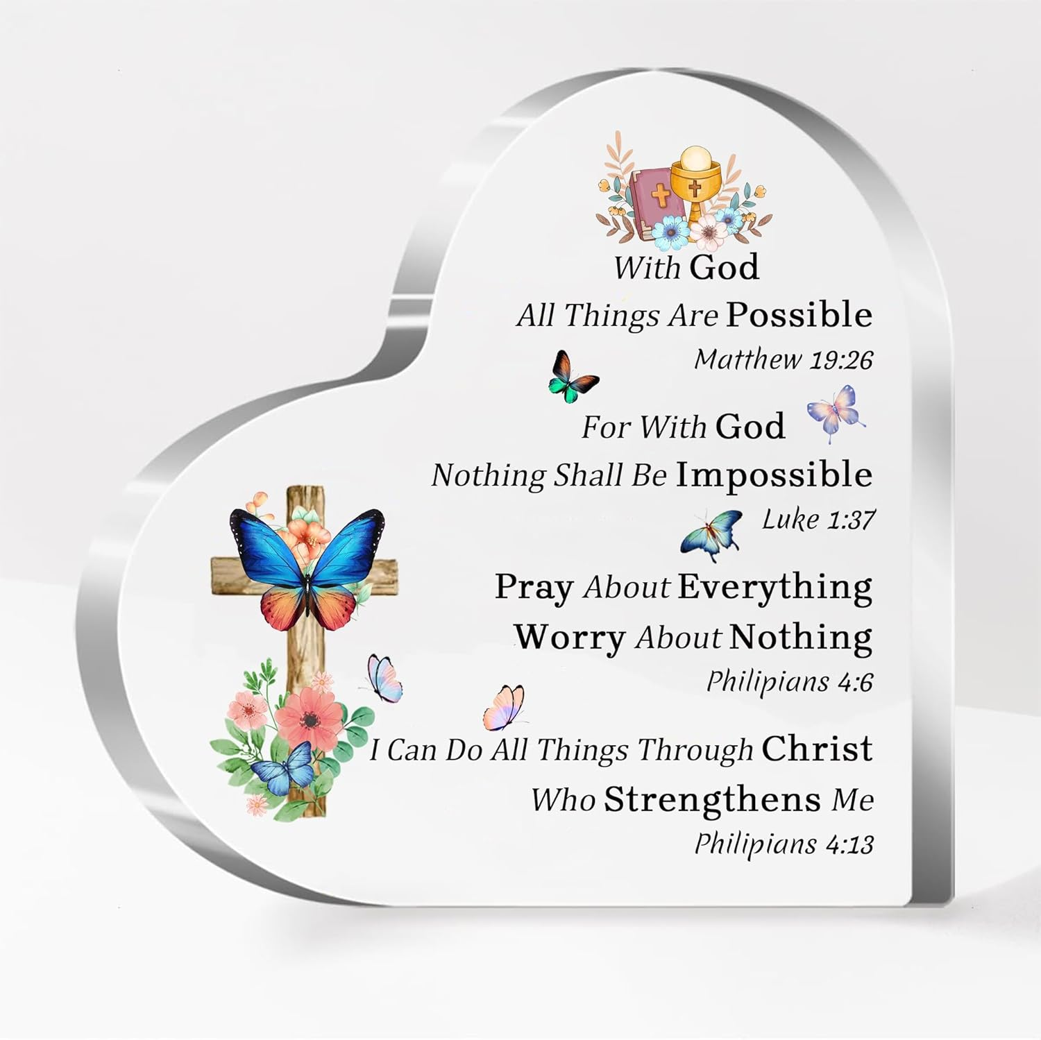 Acrylic Plaque Sign for Woman Man Christian Gifts Bible Verses Quotes Home Decor Inspirational Birthday Bestie Son Daughter Graduation Christmas Religious Keepsakes with God All Things Are Possible image number 4
