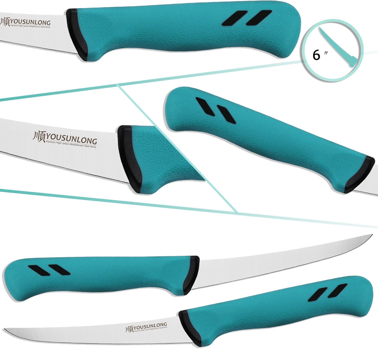 YOUSUNLONG Curved Boning Knife 6"(152Mm) - High-Carbon Molybdenum Steel Blade - Butcher'S Kitchen Boning Knife - Ergonomic & Non-Slip Handle image number 6