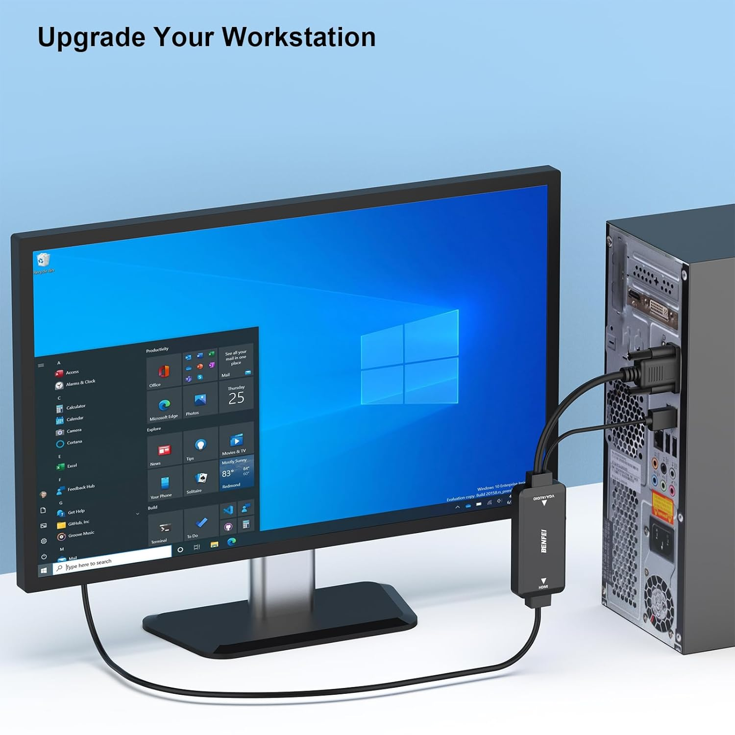 BENFEI VGA to HDMI Cable with Audio, 6 Feet 1080P Cable from VGA Computer/Laptop to HDMI Monitor/Tv(Not Bidirectional)