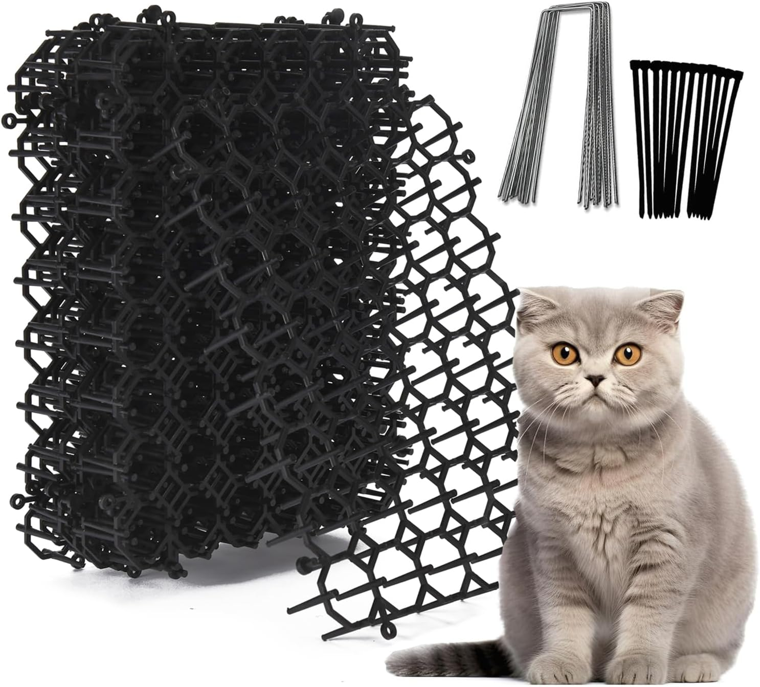 Cat Deterrent Mat 12Pcs Repellent Mat for Cat Indoor anti Cats Spikes with 8 Nails Scat Mat Outdoor Mats for Garden and Fence Cats Stopper Network image number 3