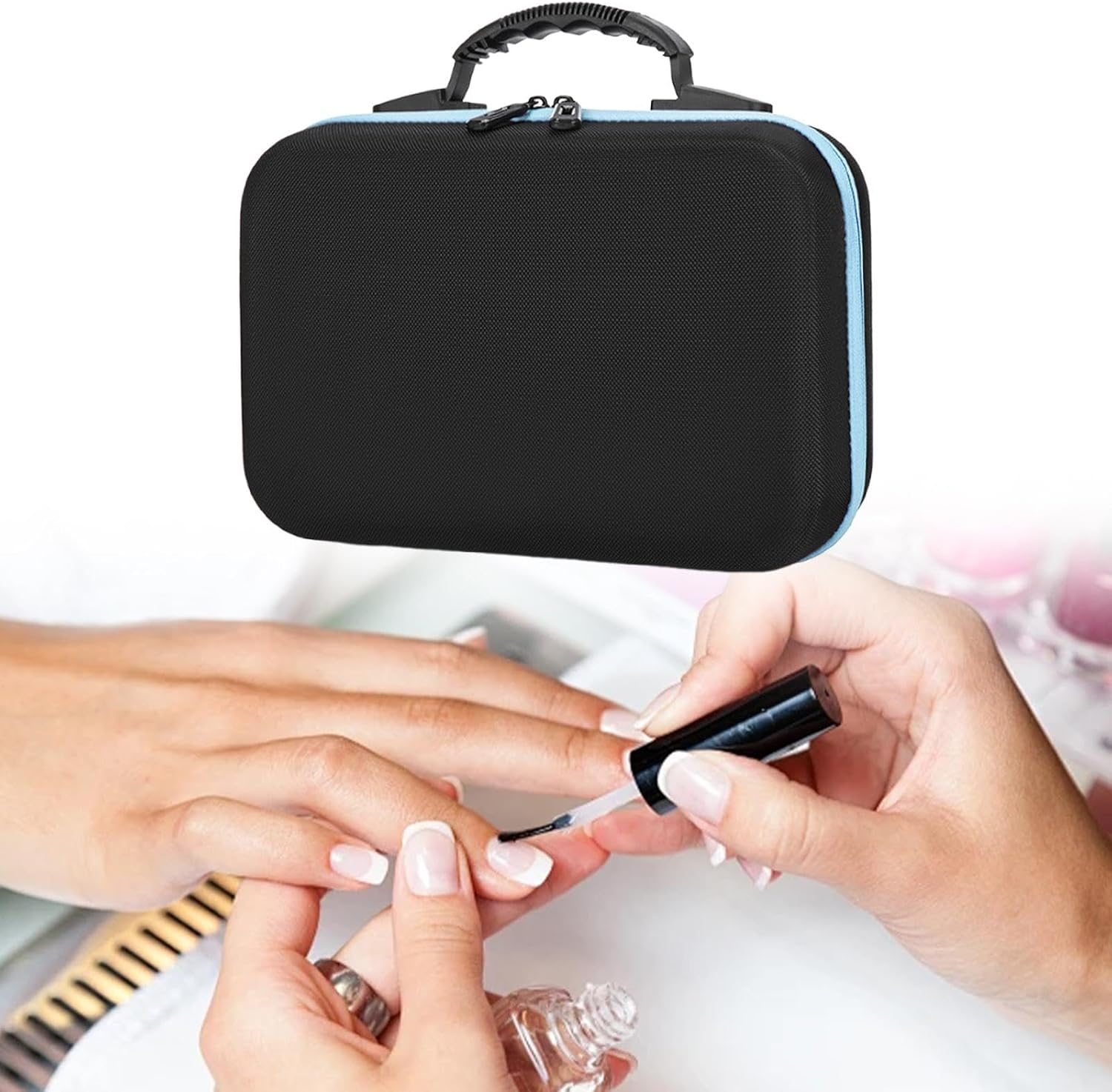 Eigell Nail Polish Organizer,Nail Polish Bag,Hard Shell Essential Oil Carrying Case for Nail Supplies, Blue