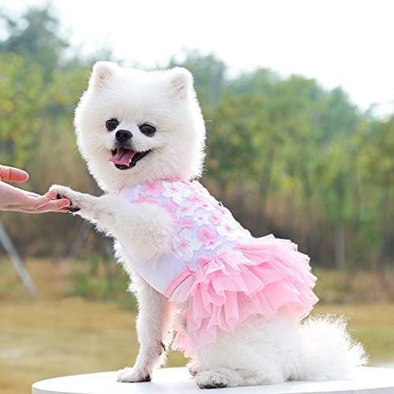 Dog Wedding Dress, Small Dog Dresses Female, Doggie Bridal Dresses, Birthday Dress, Girl Puppy Clothes, Christmas Outfits, Halloween Costumes for Dogs Teddy Yorkie Teacup (Pink, S) image number 2