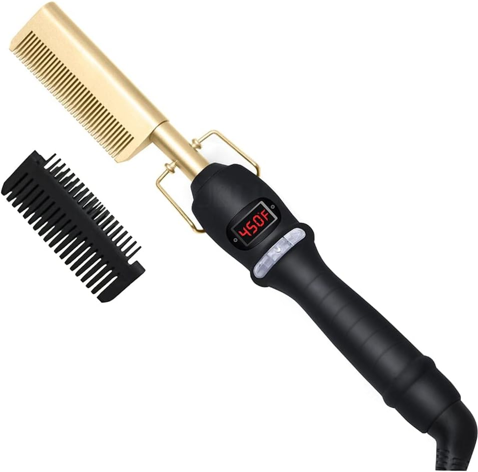 Heating Comb Straightener Electric Hot Comb Flat Iron Hair Straightening Brush Smoothing Iron Comb Hair Straightener Brush image number 1