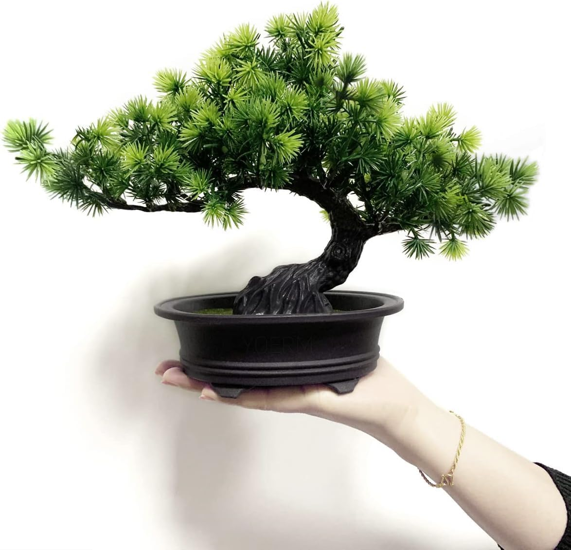 Artificial Plants Greenery Bonsai, Room Decor Fake Bonsai Tree for Home Decor Indoor Bookshelf Office Desk Bathroom Farmhouse Decor, Tall 9.5" image number 2