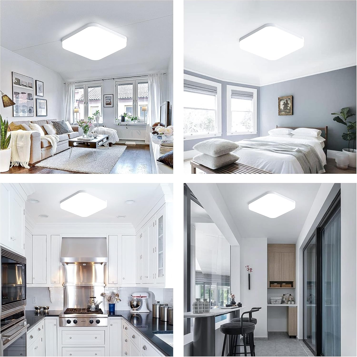 36W LED Square Ceiling Light 3240LM, 6500K Indoor Lighting, Modern Light Lamp for Bathroom, Living Room, Kitchen, Bedroom, Hallway, Dining Room, Balcony, Garage image number 6