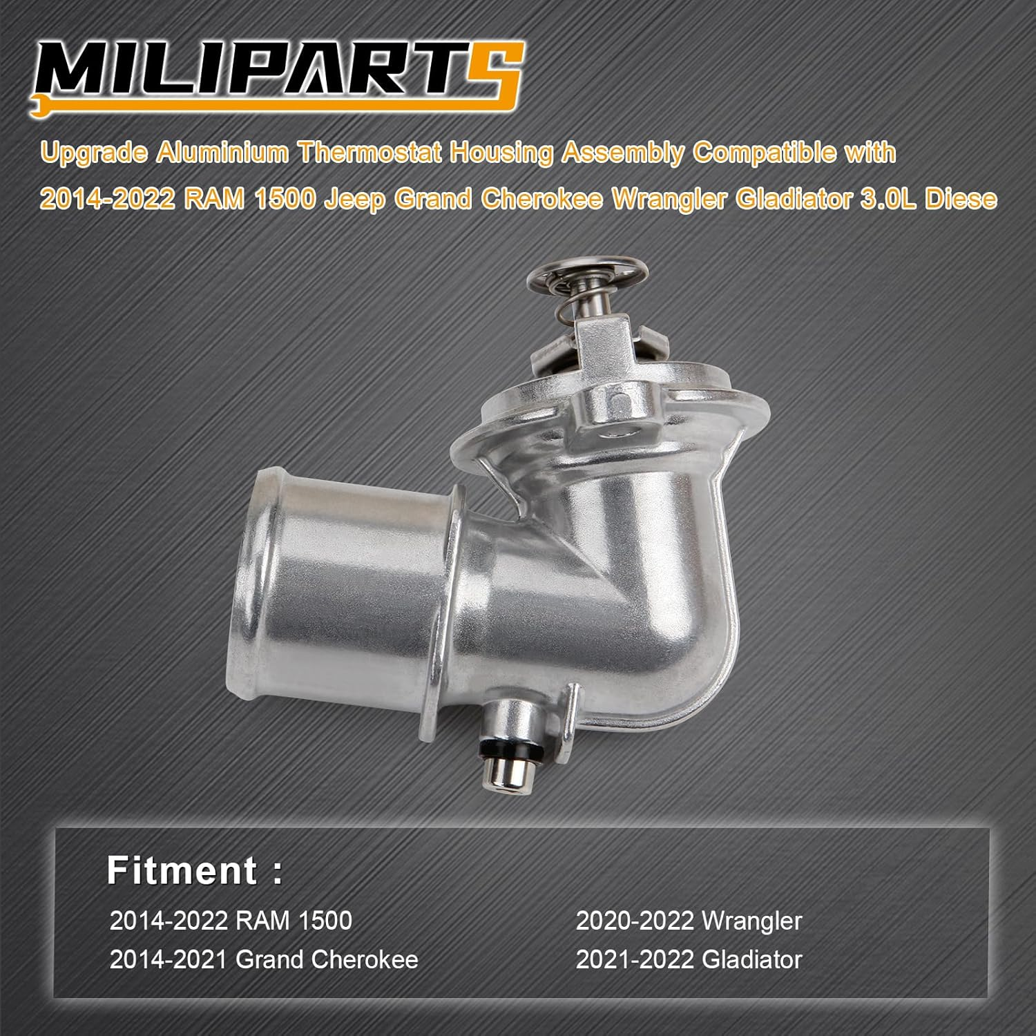 MILIPARTS Upgrade Aluminium Thermostat Housing Assembly Compatible with 2014-2022 RAM 1500 Jeep Grand Cherokee Wrangler Gladiator 3.0L Diese image number 6