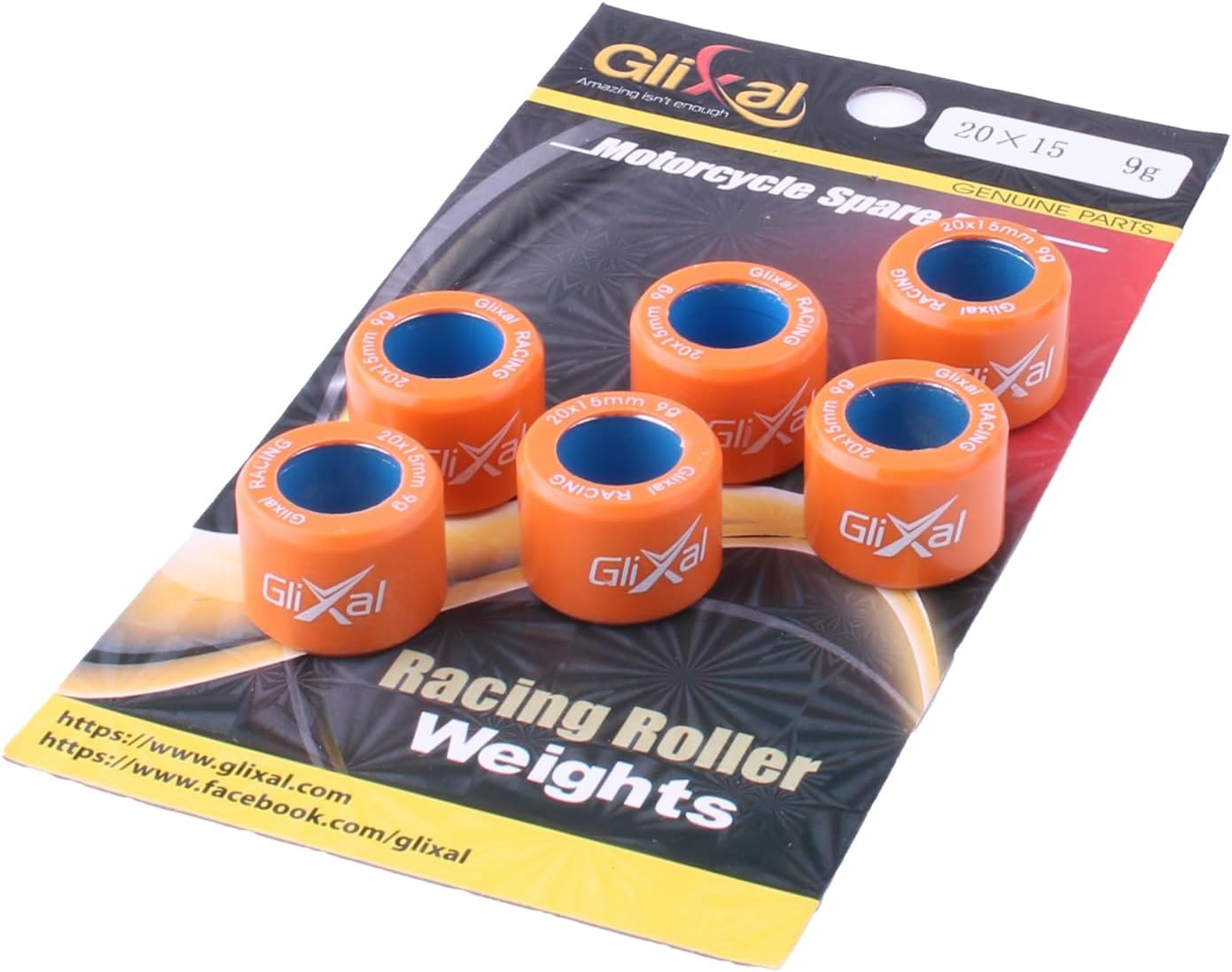 Glixal 20X15Mm High Performance Racing Variator Roller Weights Set for Honda PCX 125 150 Polaris RZR 200 SYM SUZUKI KYMCO VESPA Scooter Quads ATV UTV (17 Gram) image number 1